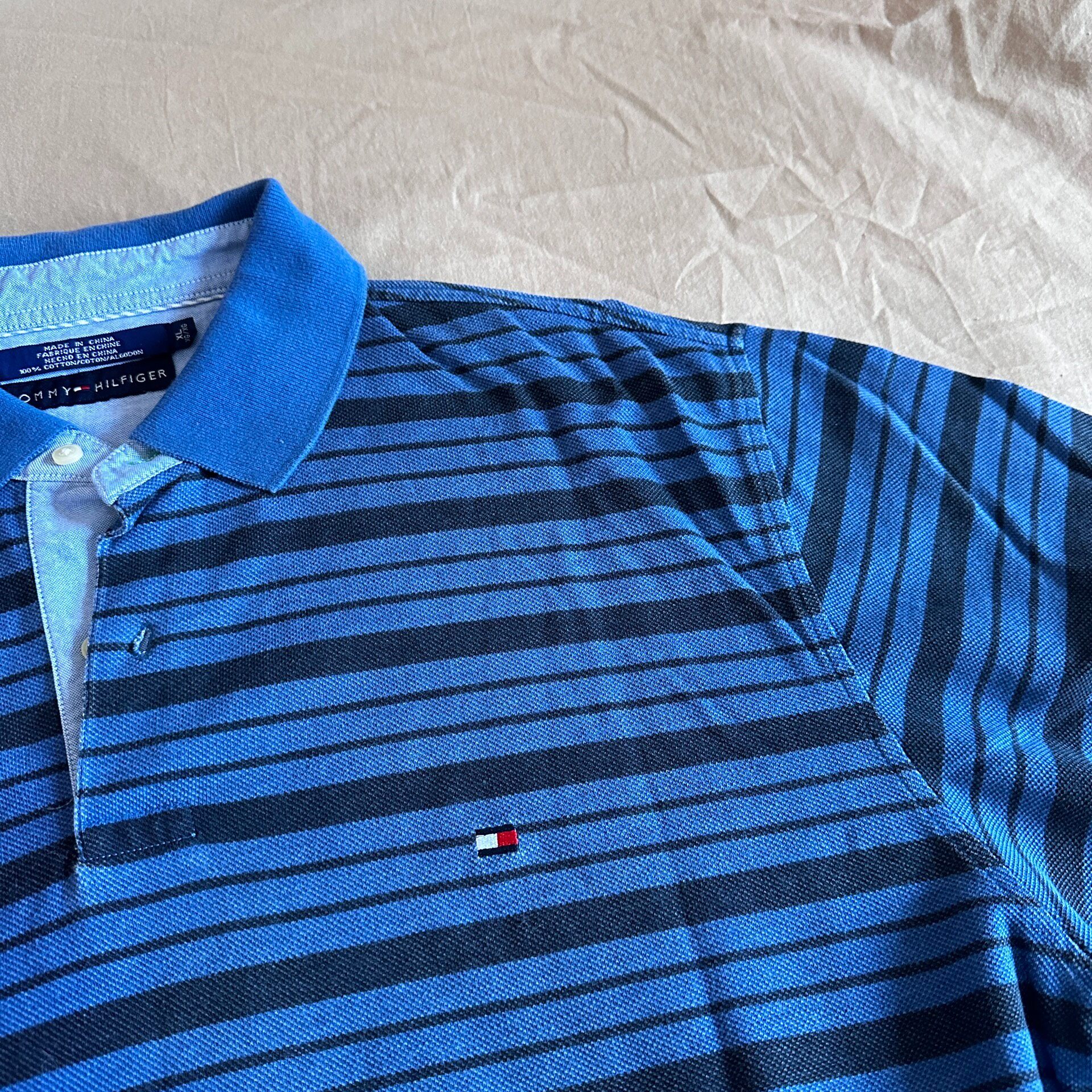 Tommy Hilfiger Blue-Black Stripe Polo — front