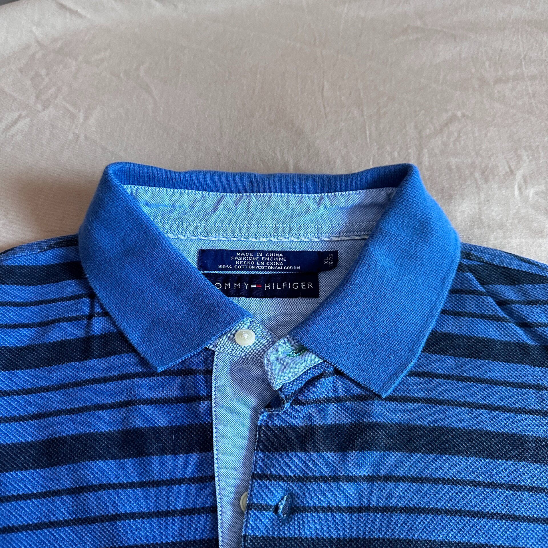 Tommy Hilfiger Blue-Black Stripe Polo — detail