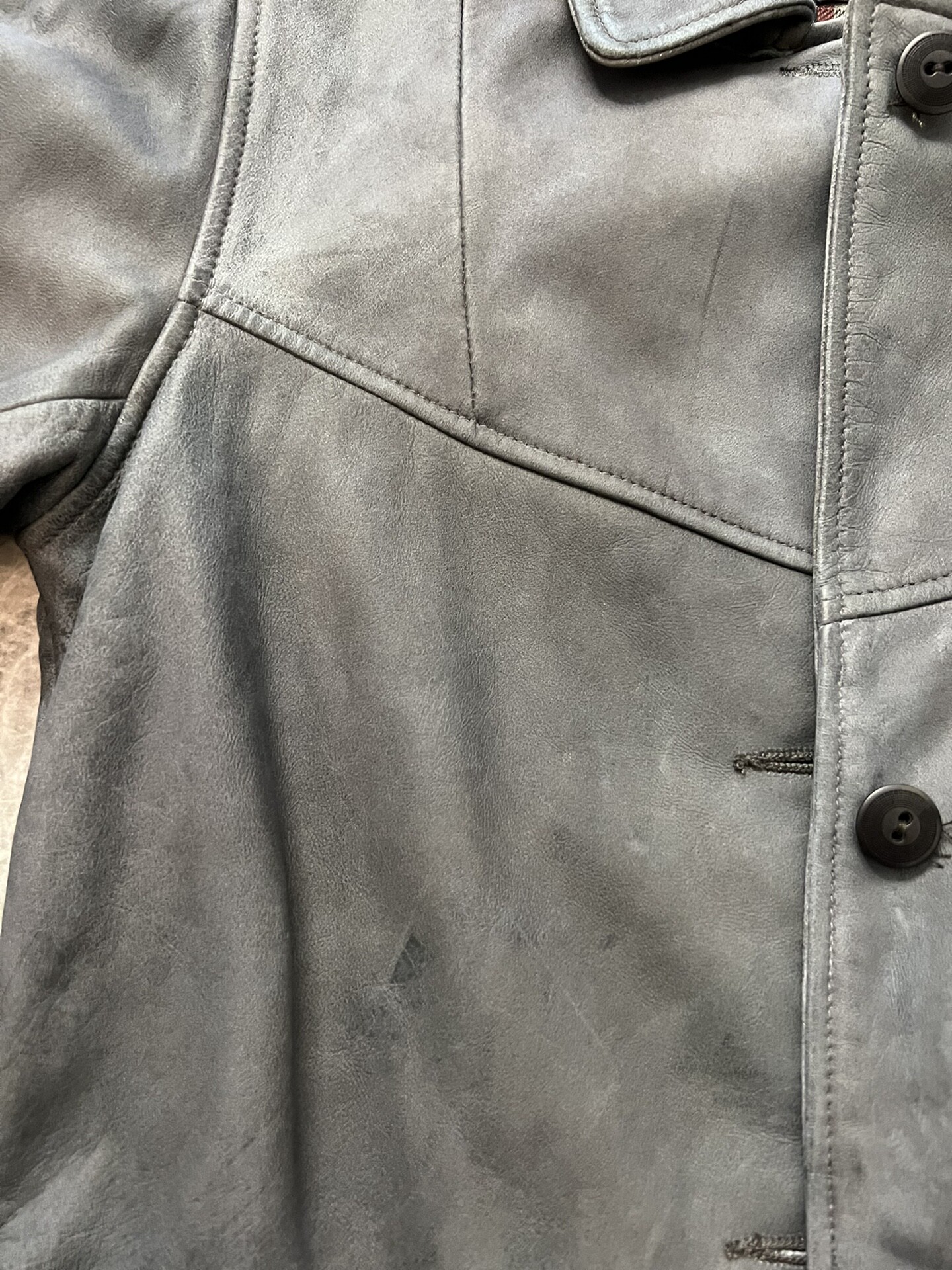 RRL Women’s Faded Indigo Leather Jacket — back