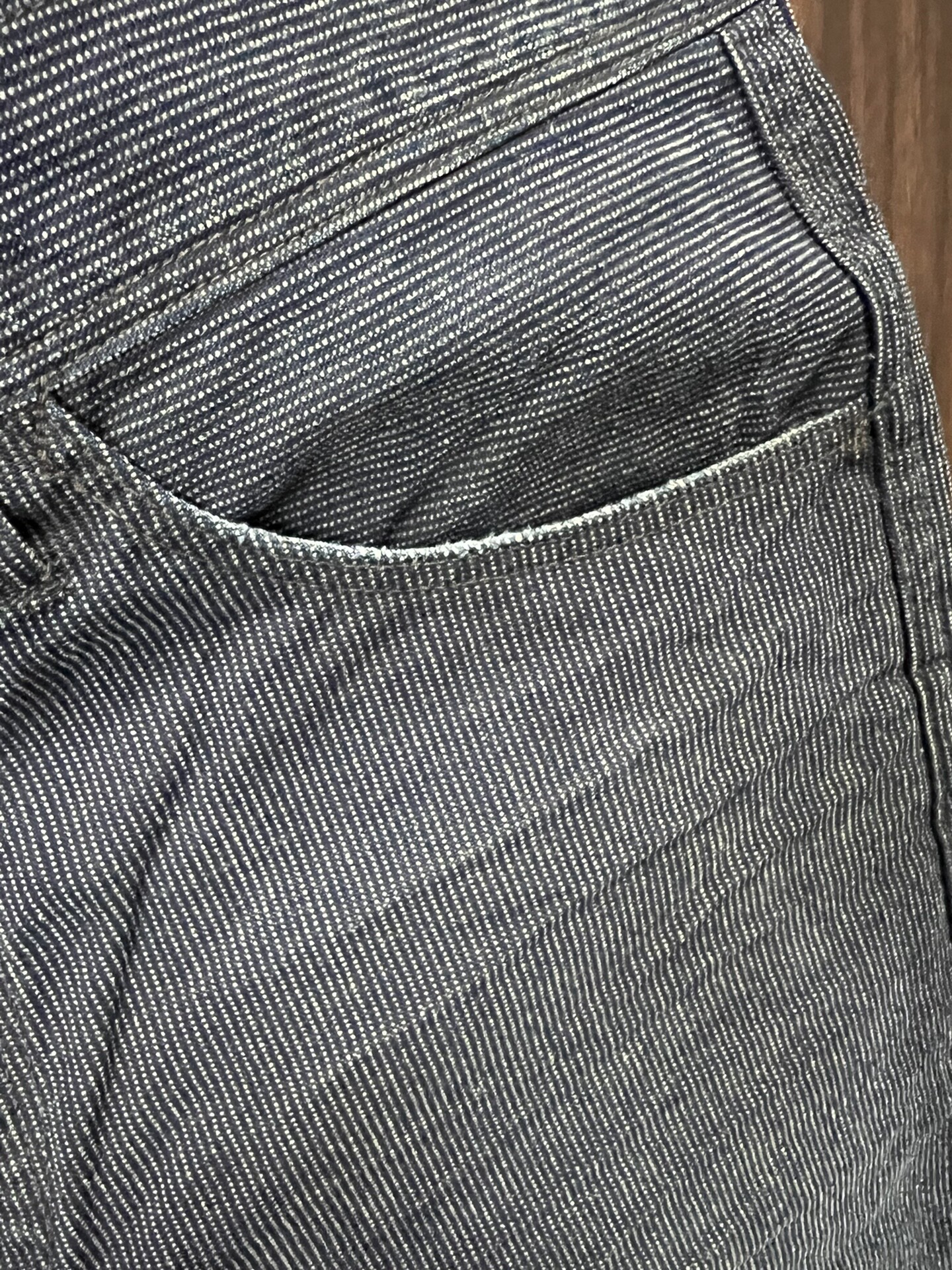 RRL Pinstriped Wabash Trousers — label