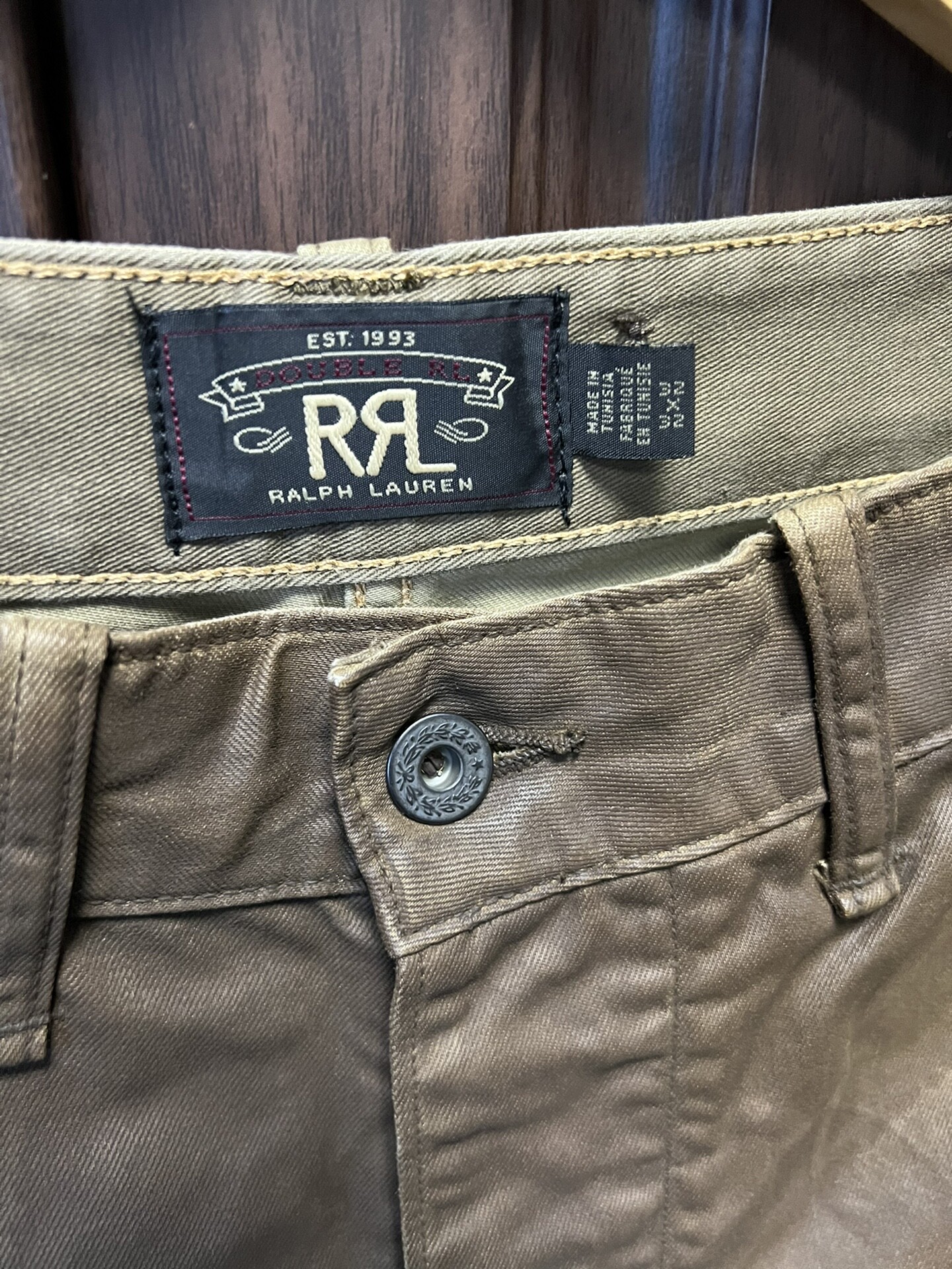 RRL Oil-Wax Military Straight Pants — label