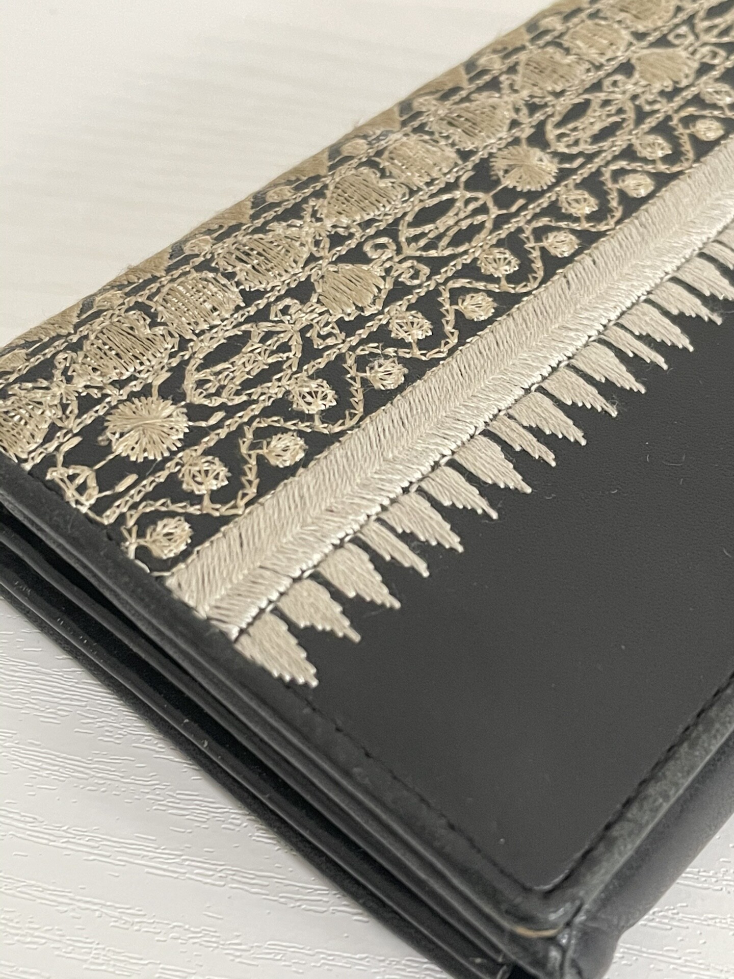 Jean Paul Gaultier Embroidered Leather Wallet — front