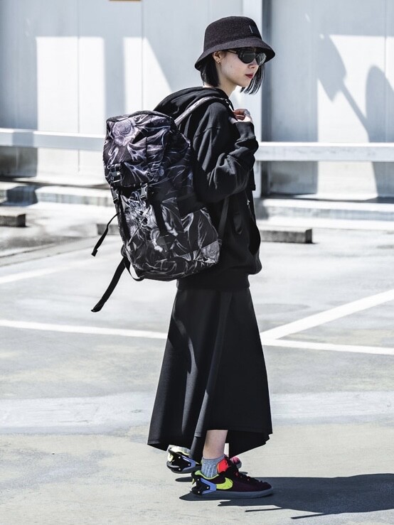 Yohji x New Era Skull Rose Backpack — back