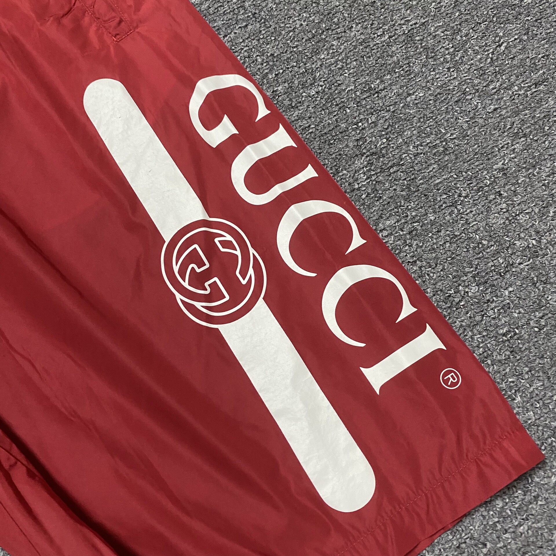 Gucci Red Nylon Belted Shorts — back