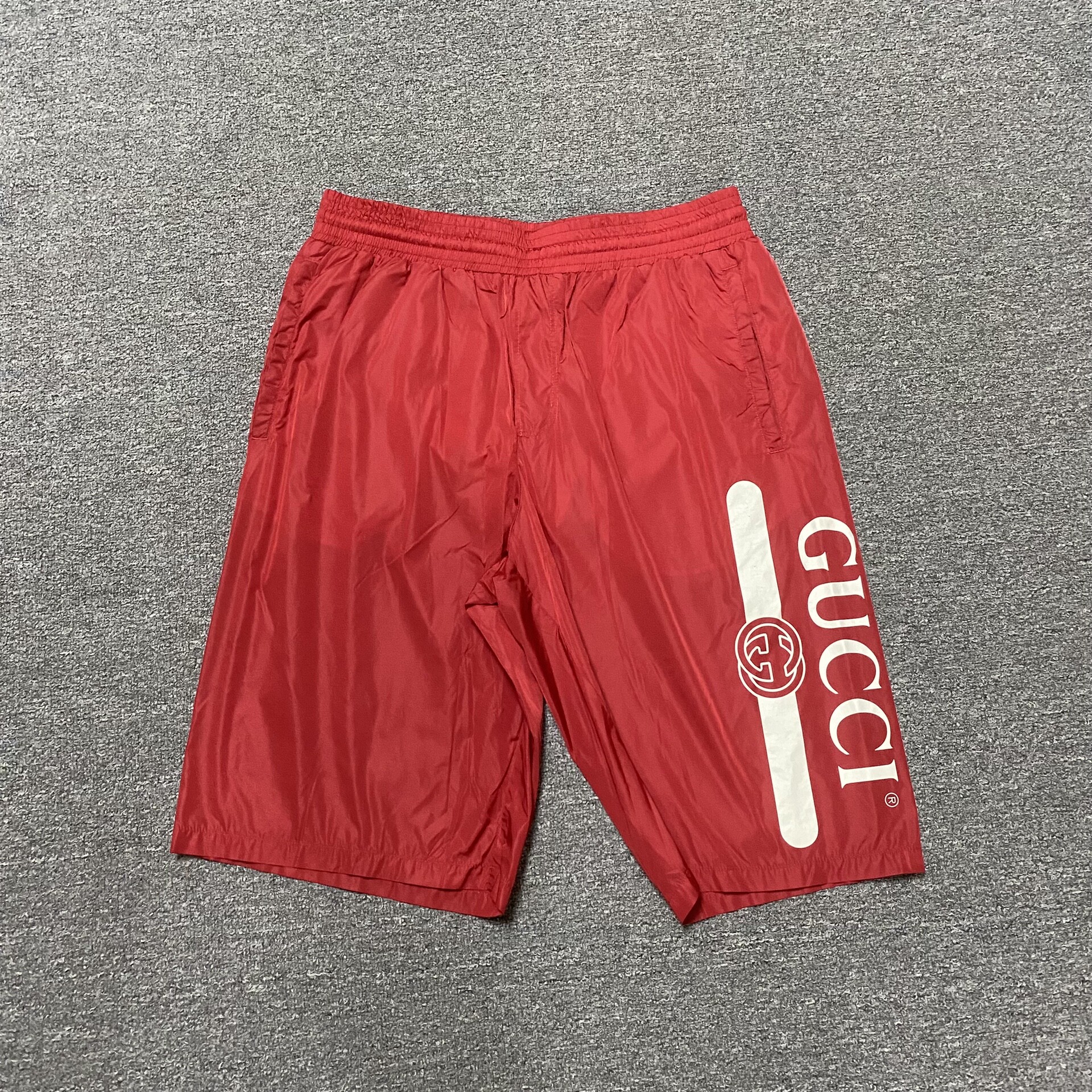 Gucci Red Nylon Belted Shorts