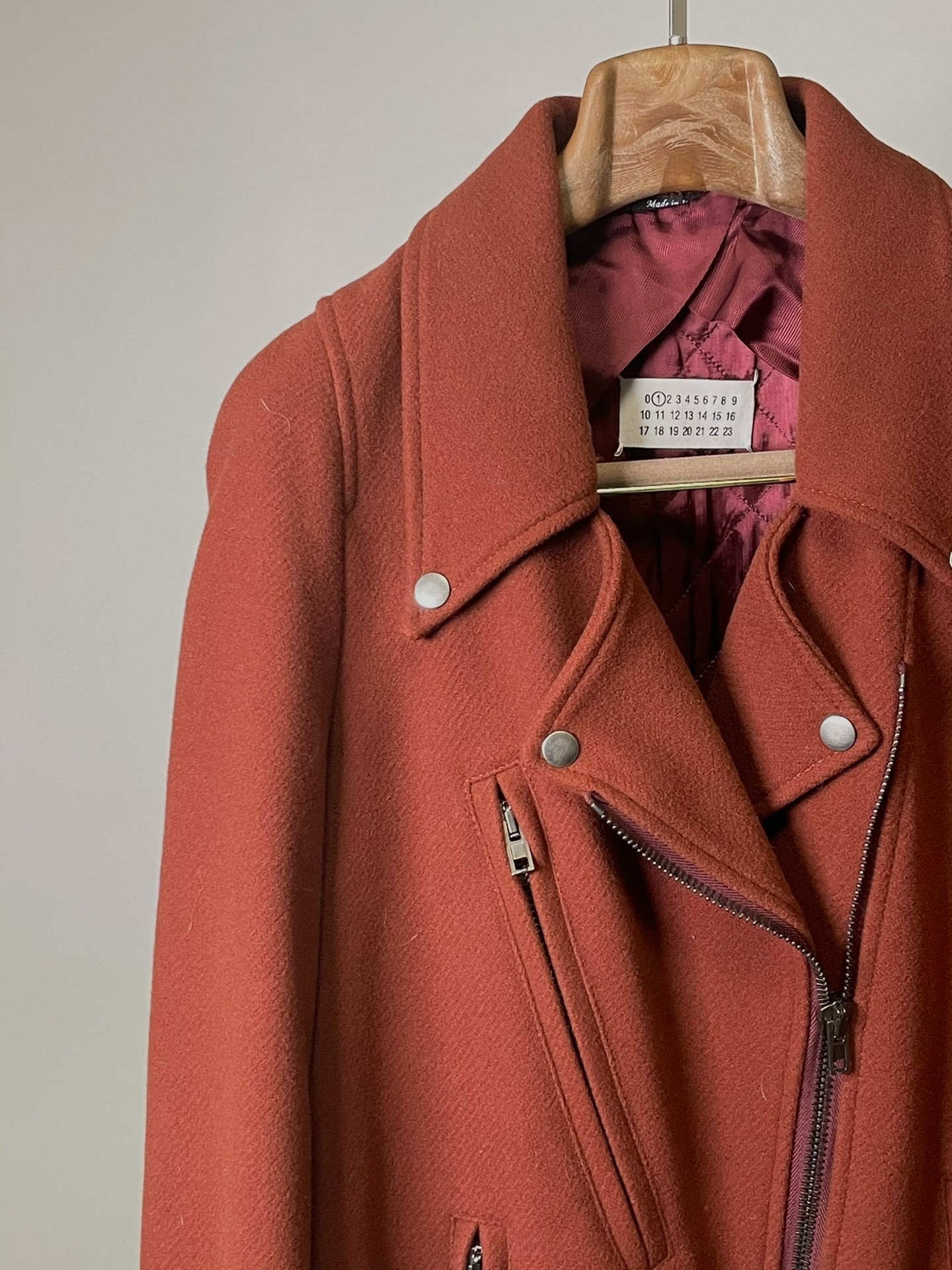 Maison Martin Margiela Red Diagonal Zip Jacket — detail