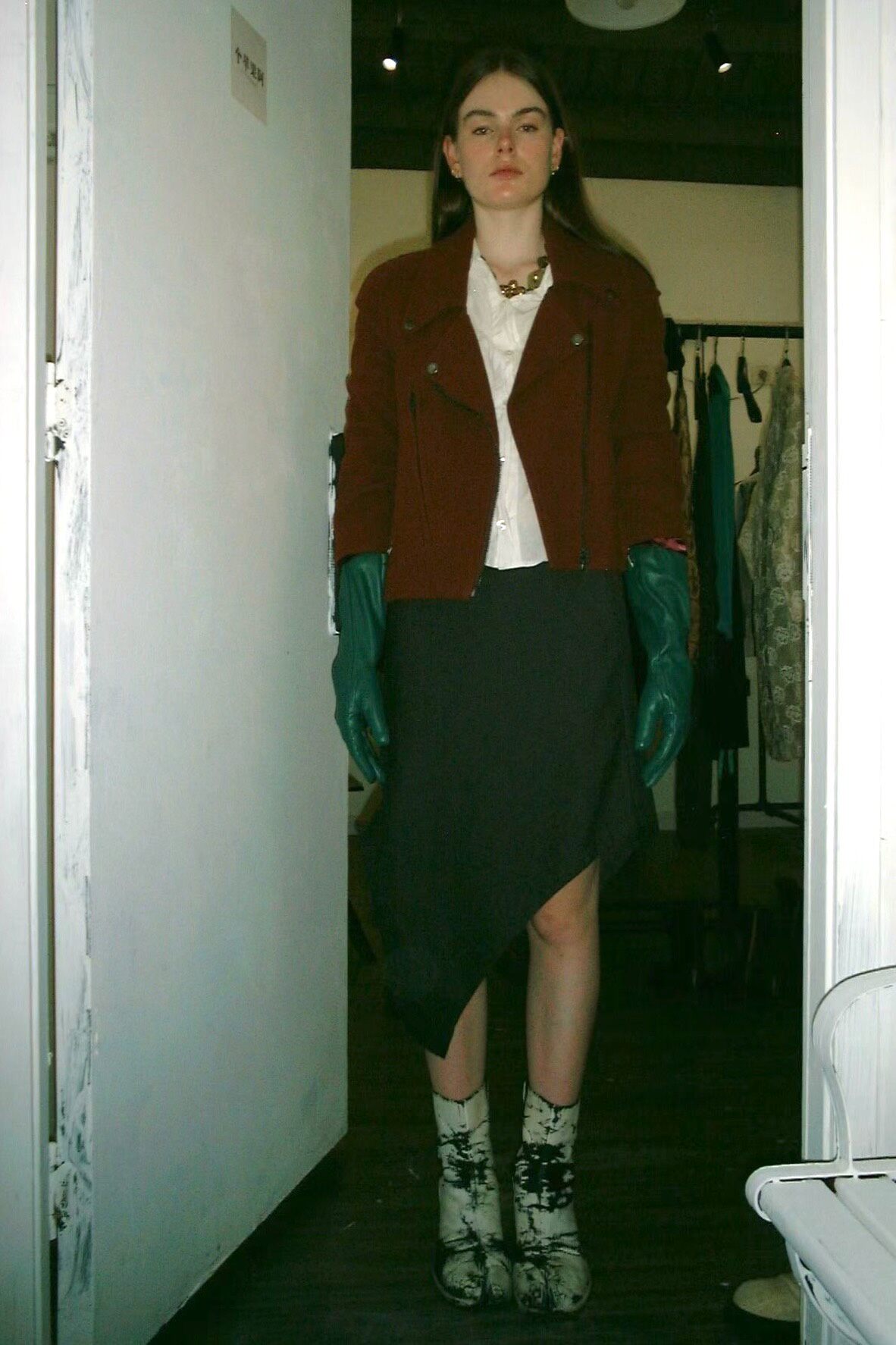 Maison Martin Margiela Red Diagonal Zip Jacket — front