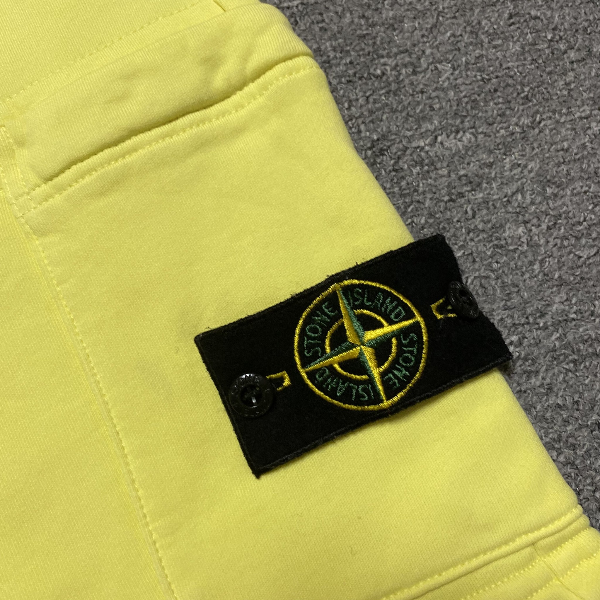 Stone Island Bright Yellow Shorts — label