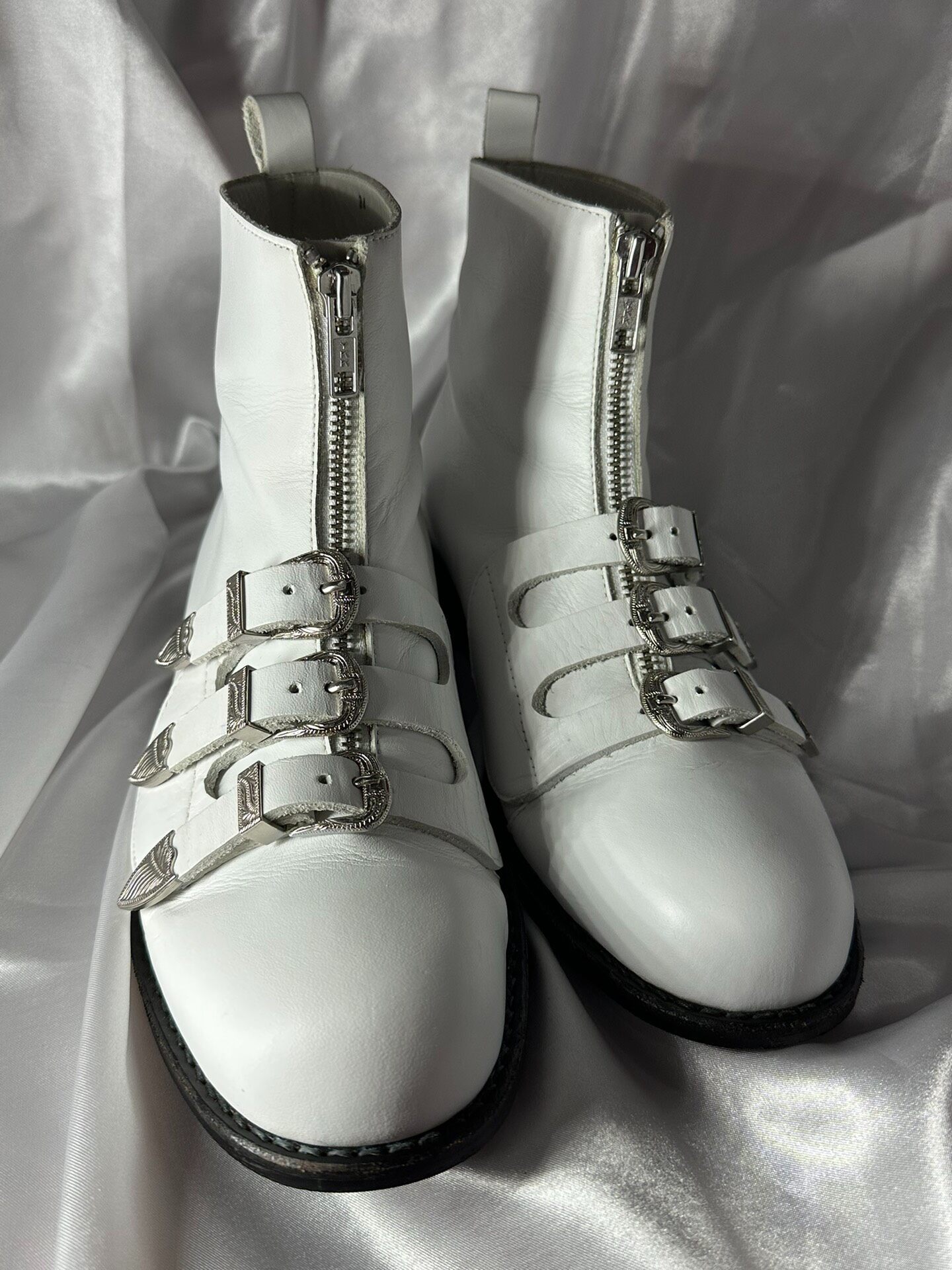 Comme des Garcons White Leather Ankle Boots