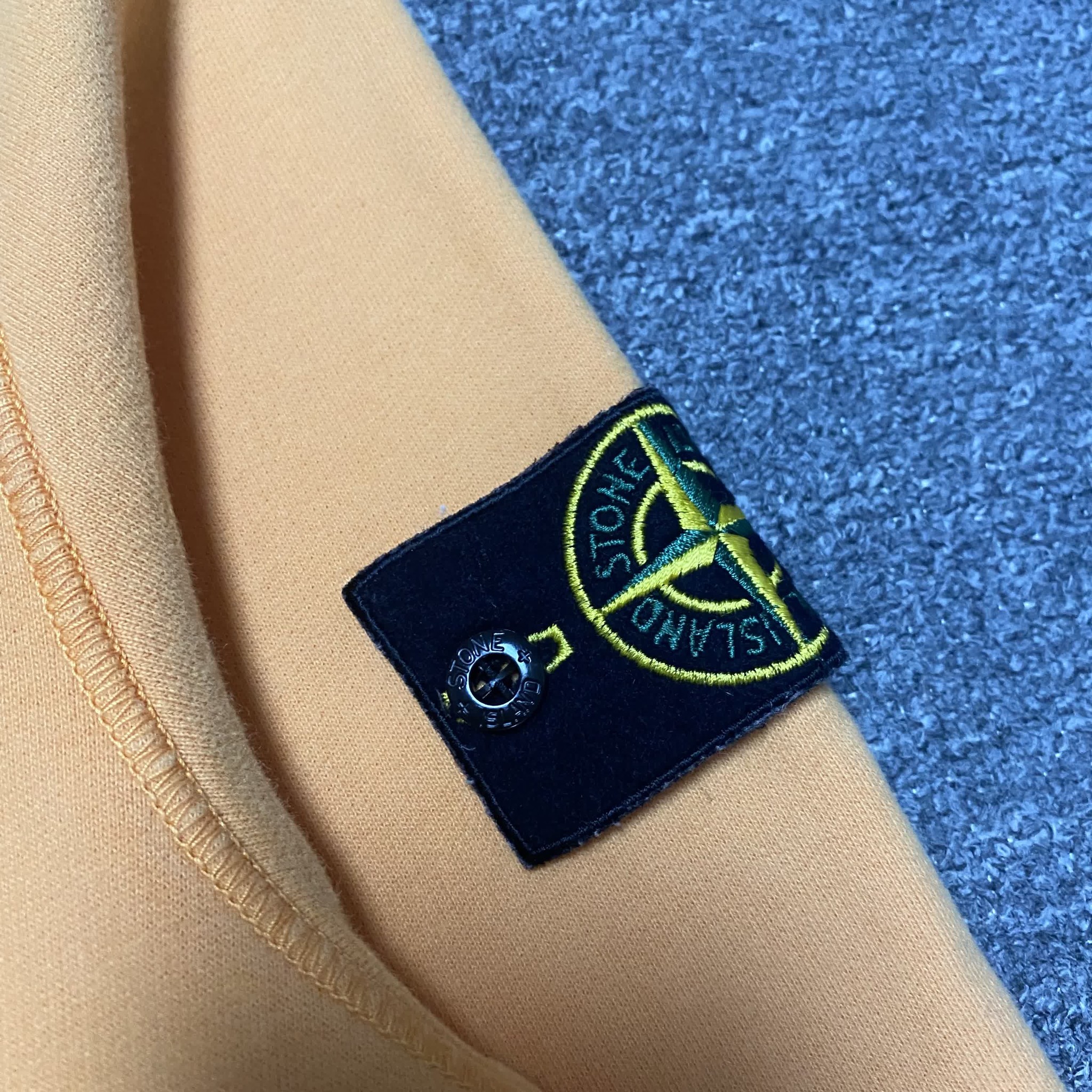 Stone Island Orange Fleece Crewneck Sweatshirt — label