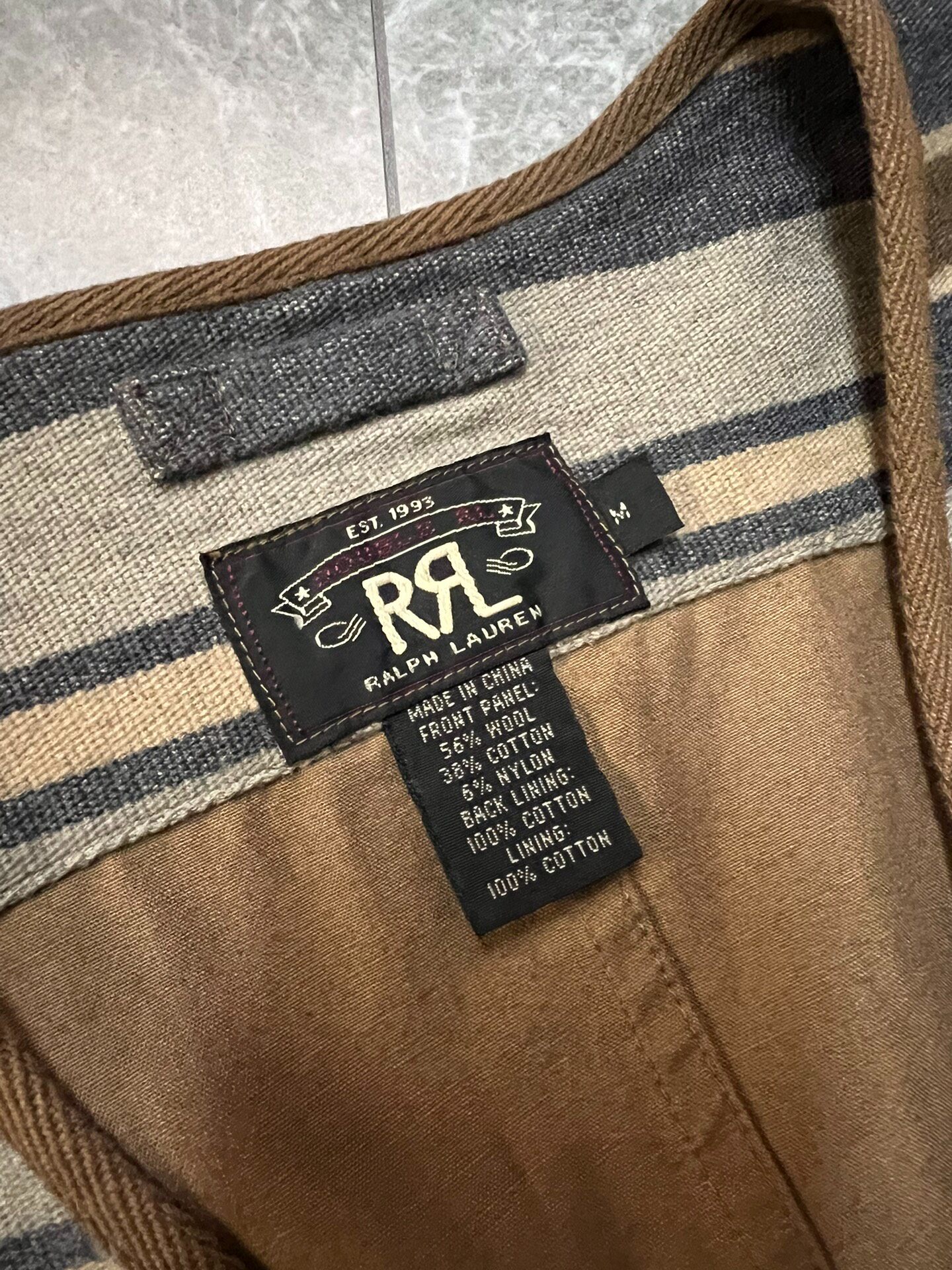 RRL Old Sleeveless Striped Vest — front