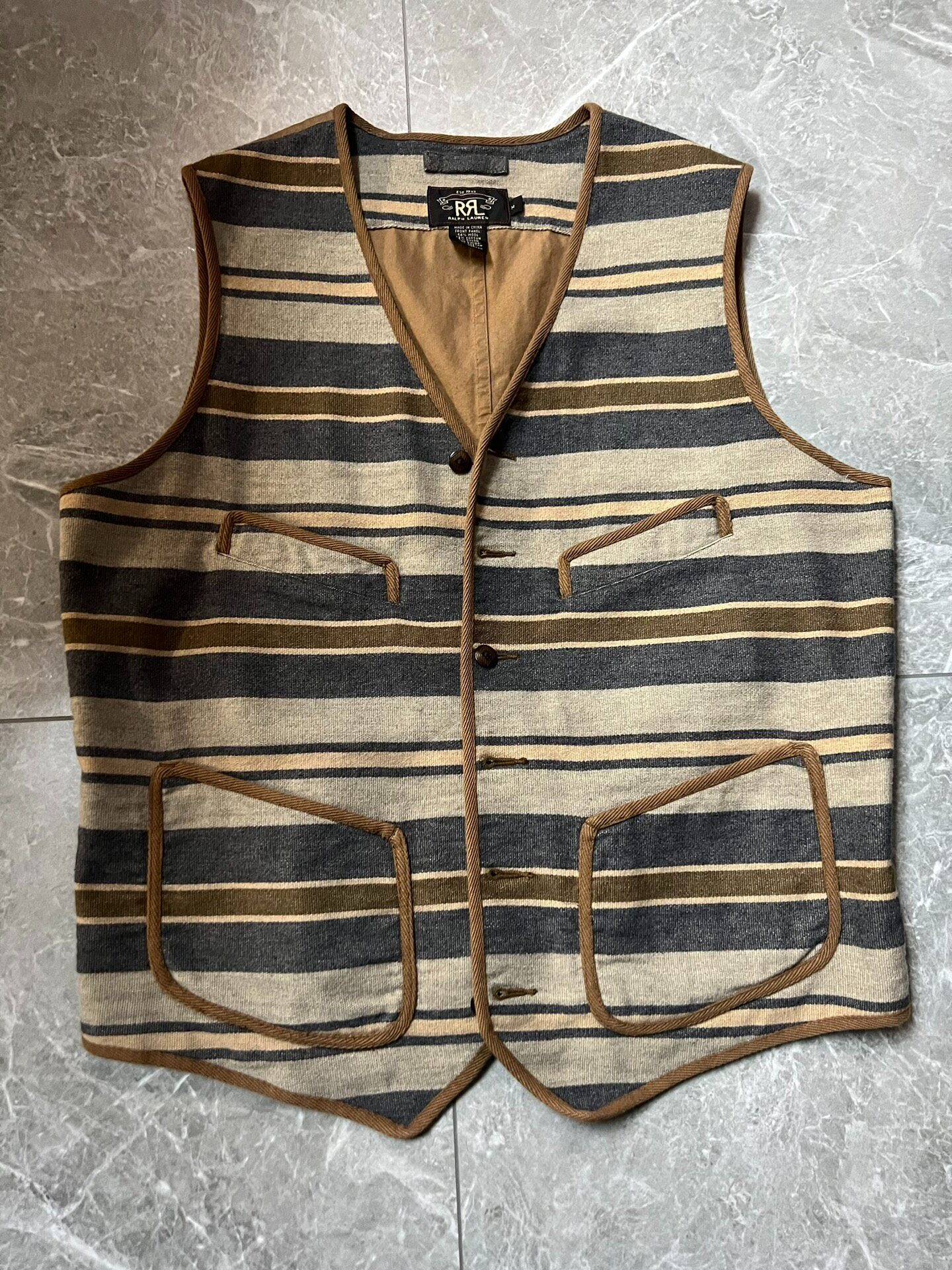 RRL Old Sleeveless Striped Vest