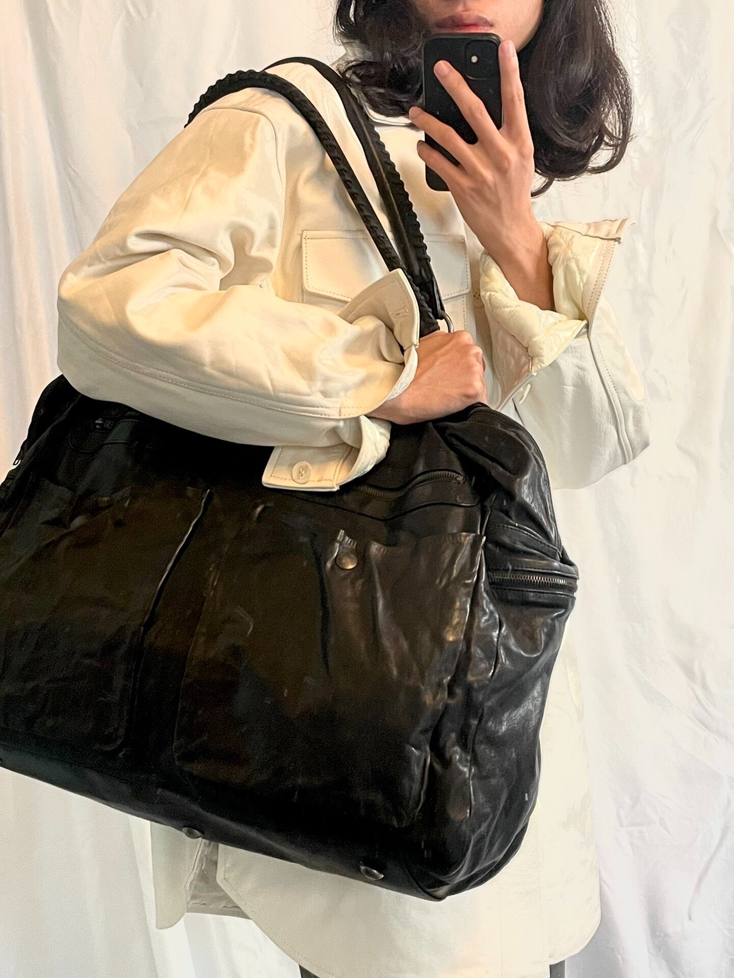 Maison Martin Margiela Loose Leather Coat — front