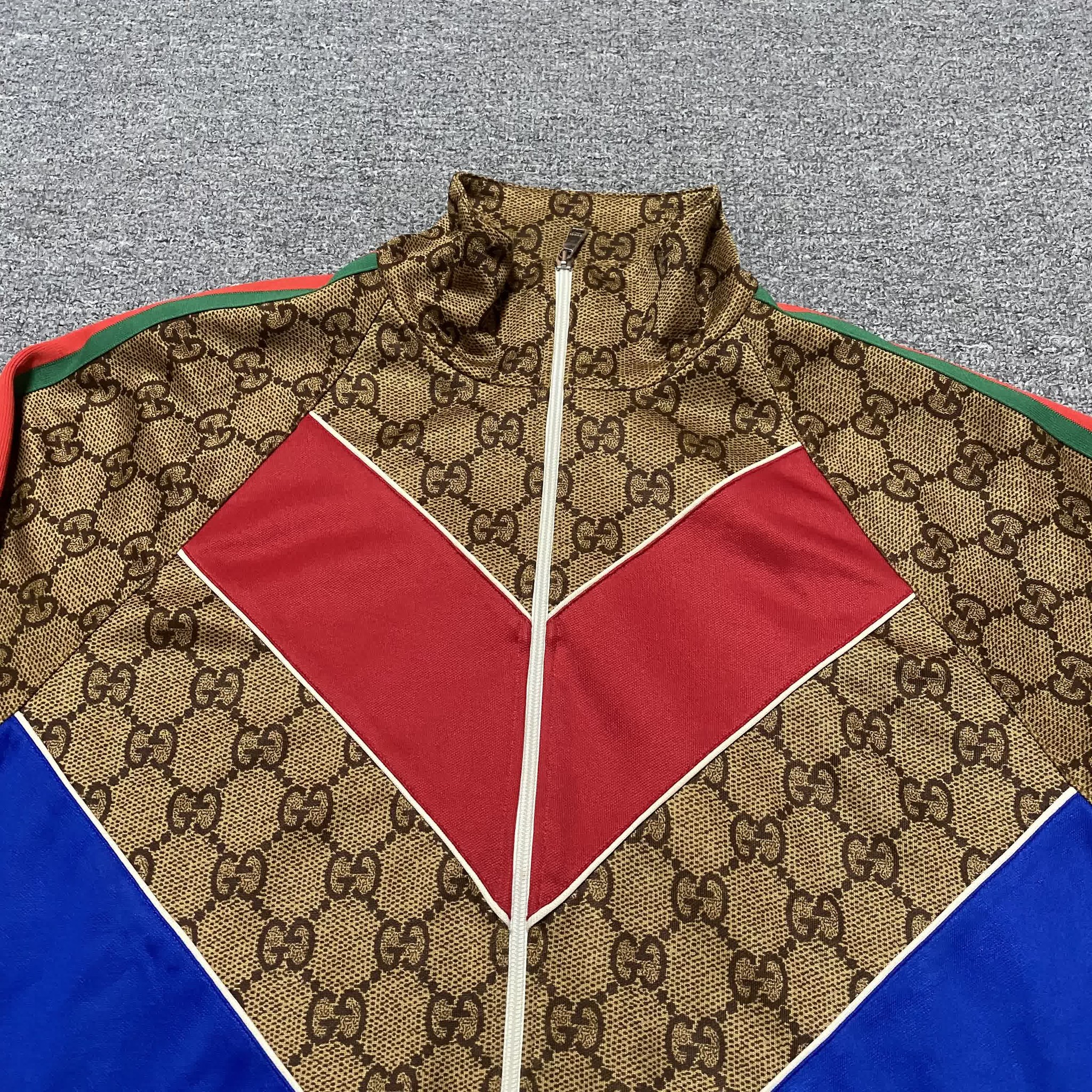 Gucci Full-Monogram Zip-Up Jacket — detail