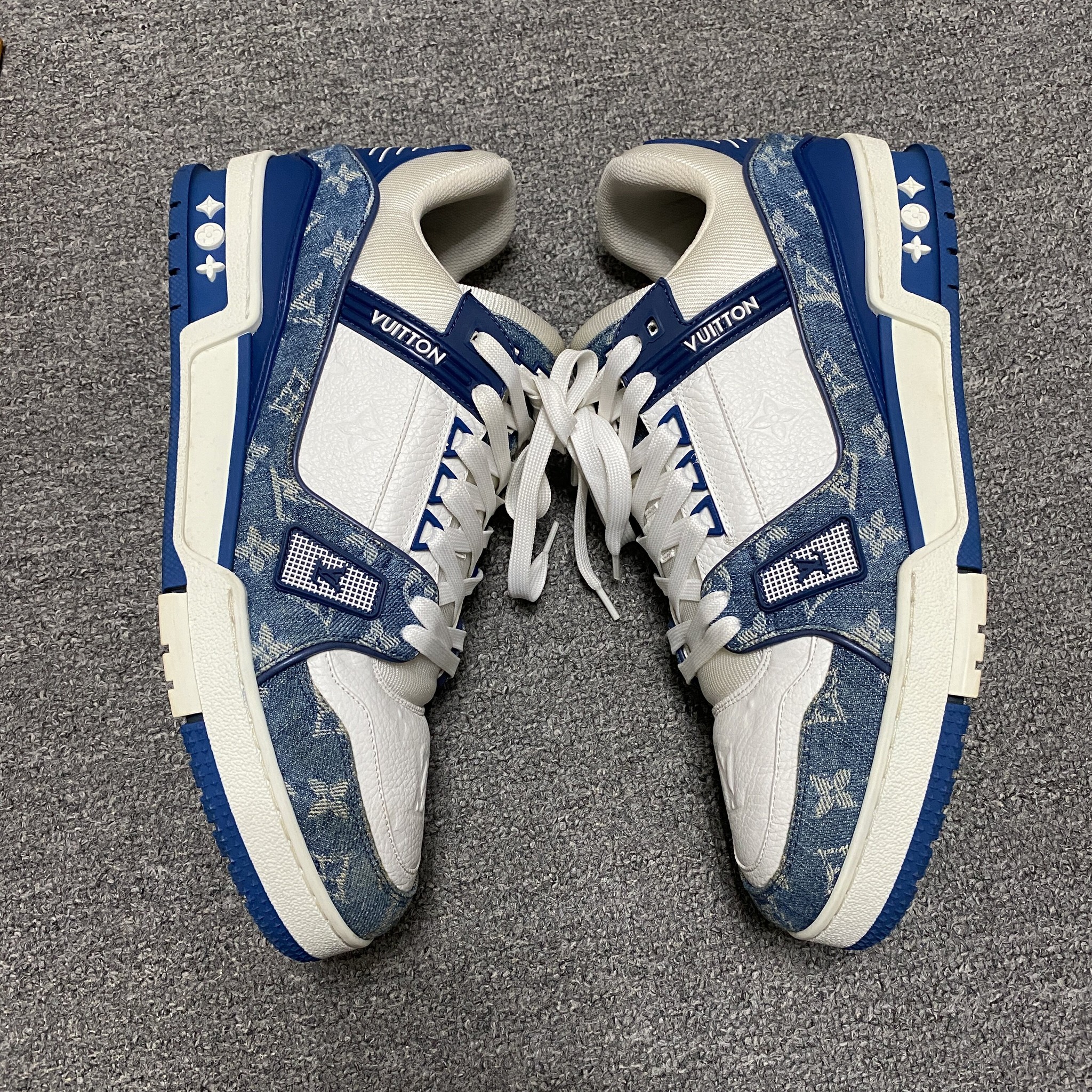 Louis Vuitton White Blue Denim Trainer — back