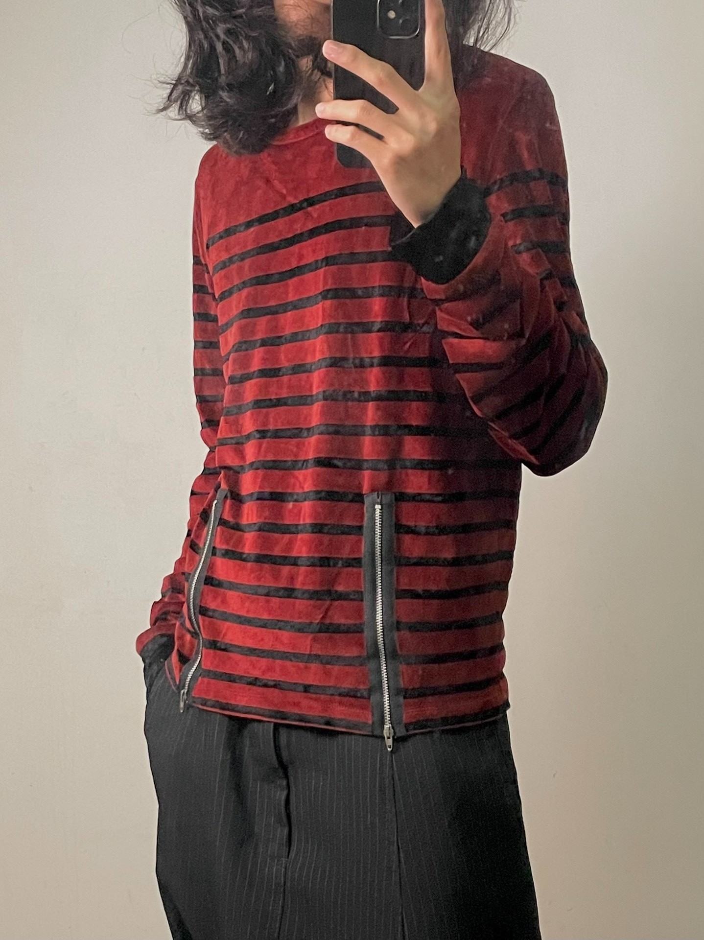 Jean Paul Gaultier Striped Velvet Sweatshirt