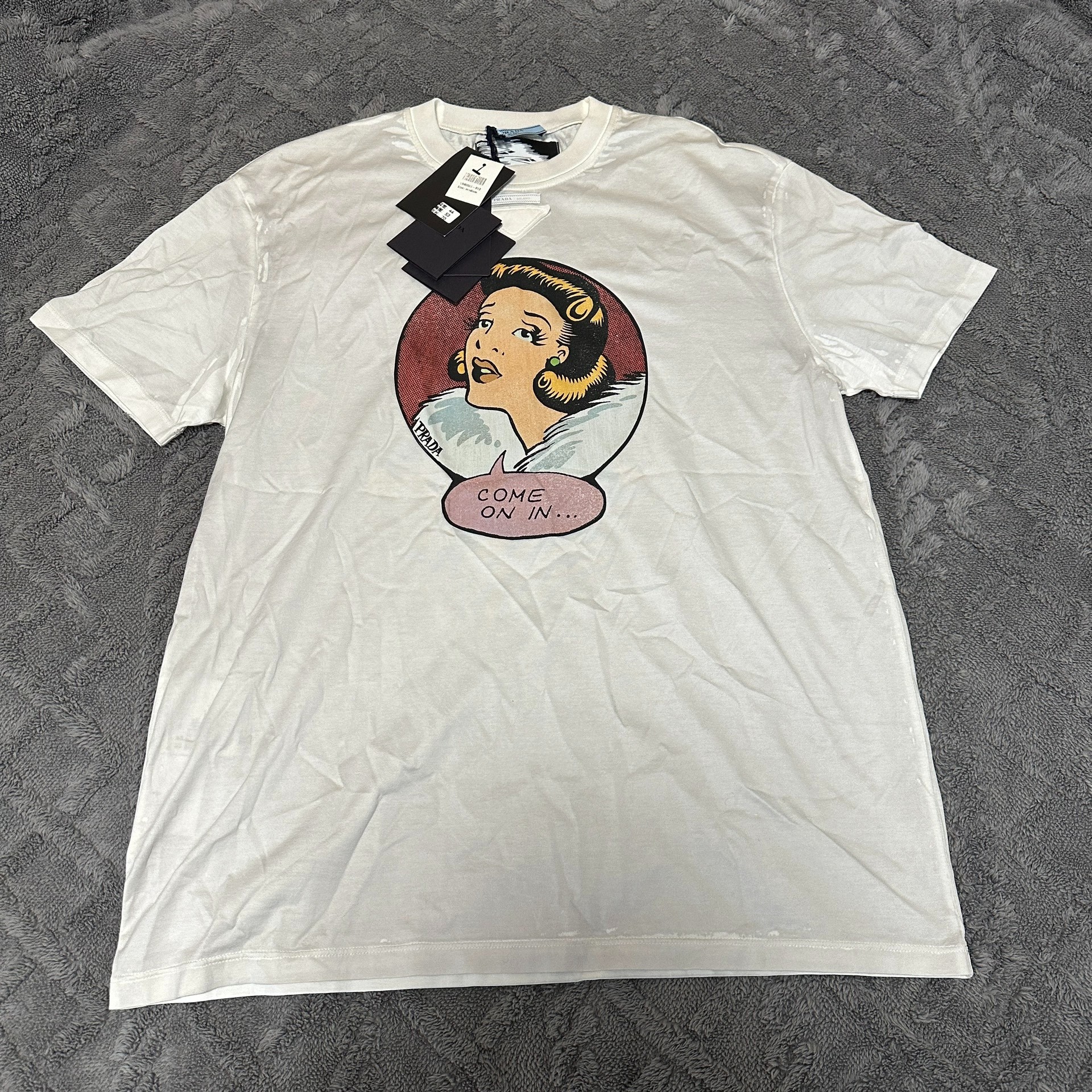 Prada Cartoon Graphic Short Sleeve Tee