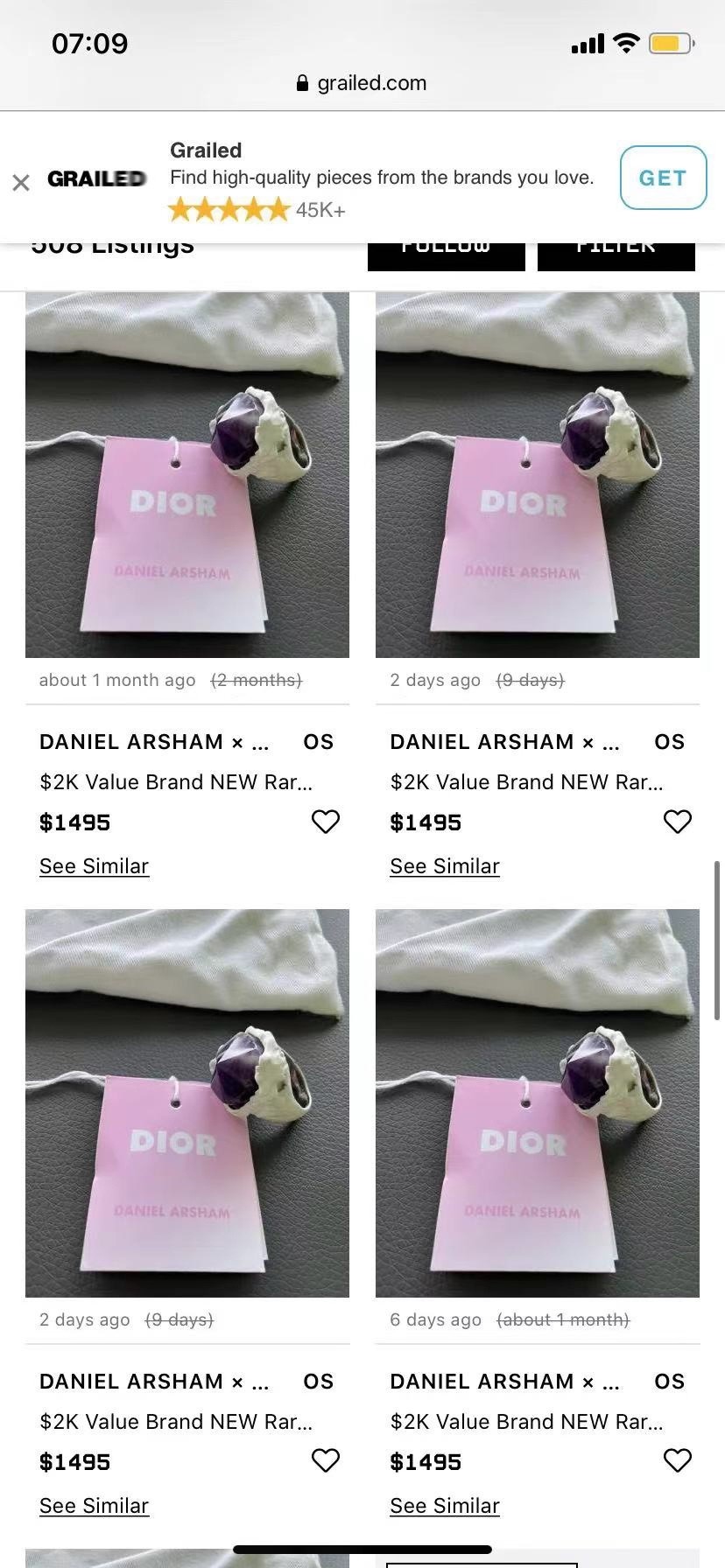 Dior x Daniel Arsham Amethyst Ring — front