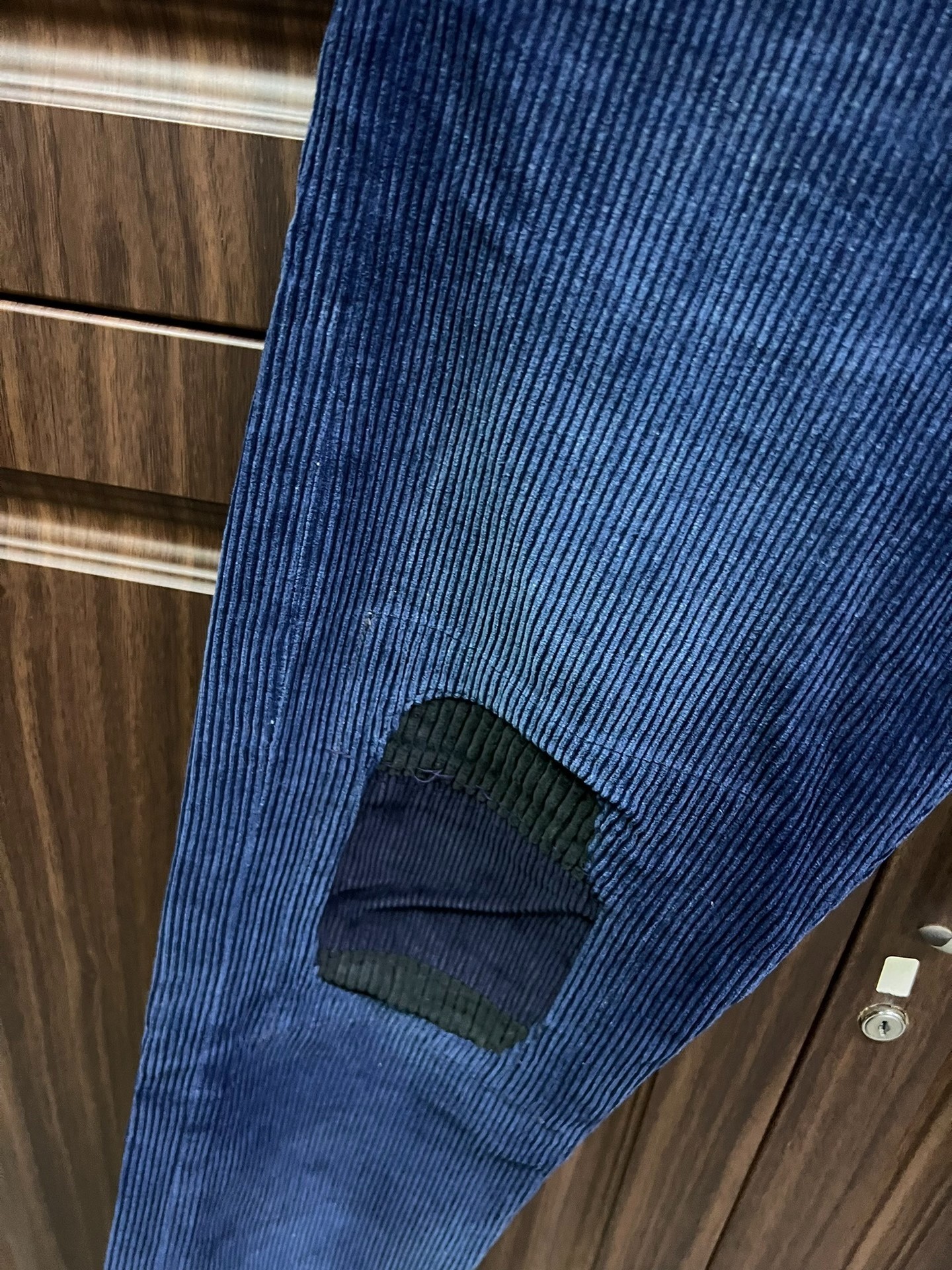 RRL Blue Corduroy Patch Pants — front