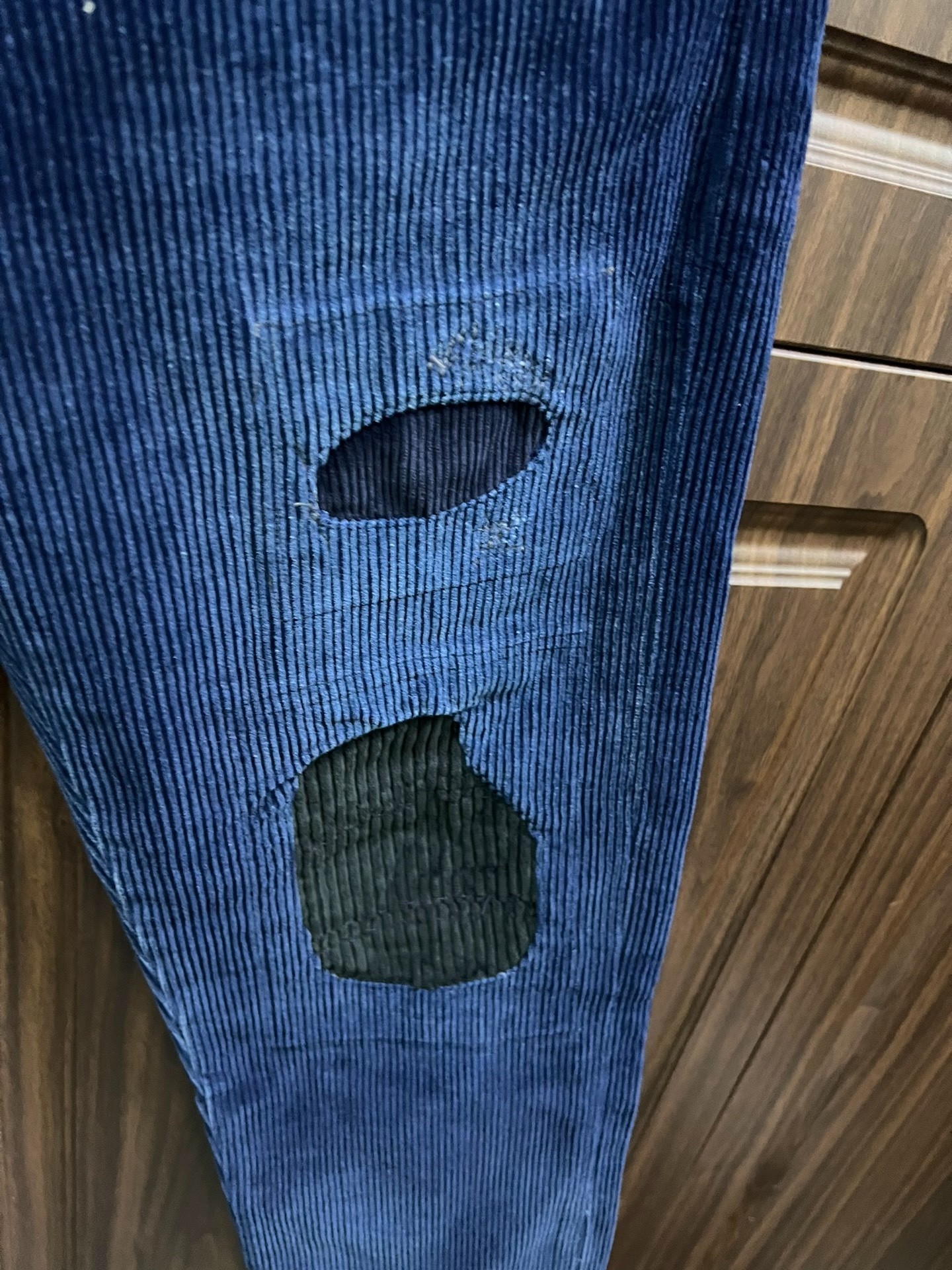RRL Blue Corduroy Patch Pants — detail