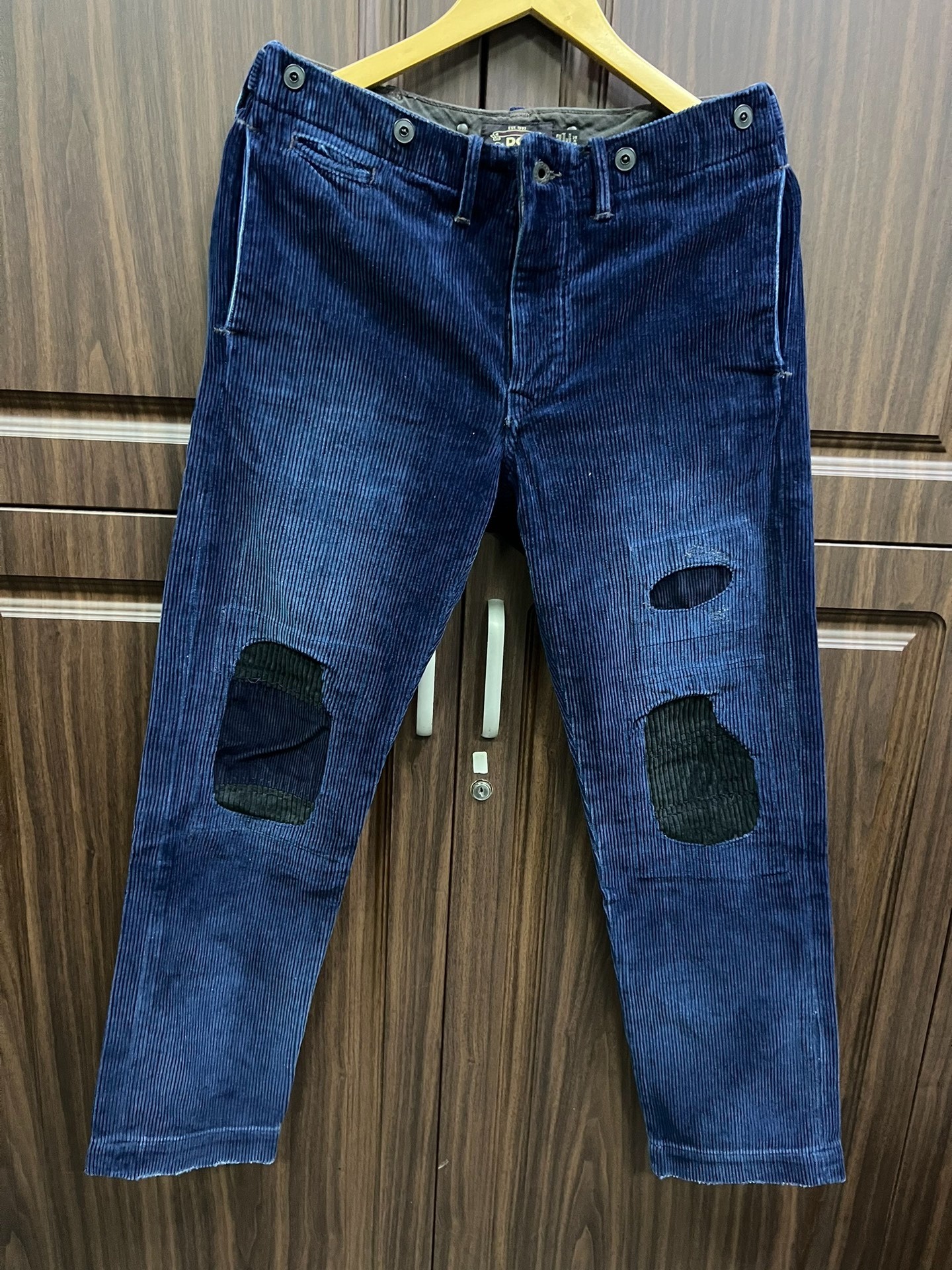 RRL Blue Corduroy Patch Pants