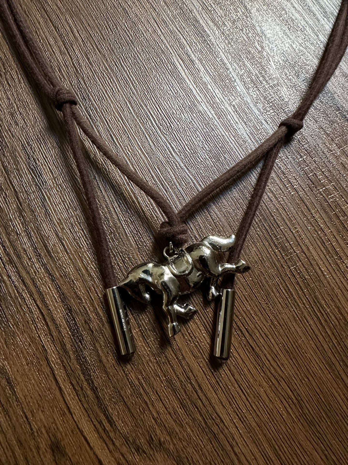 Marni Silver Horse Pendant Necklace — front