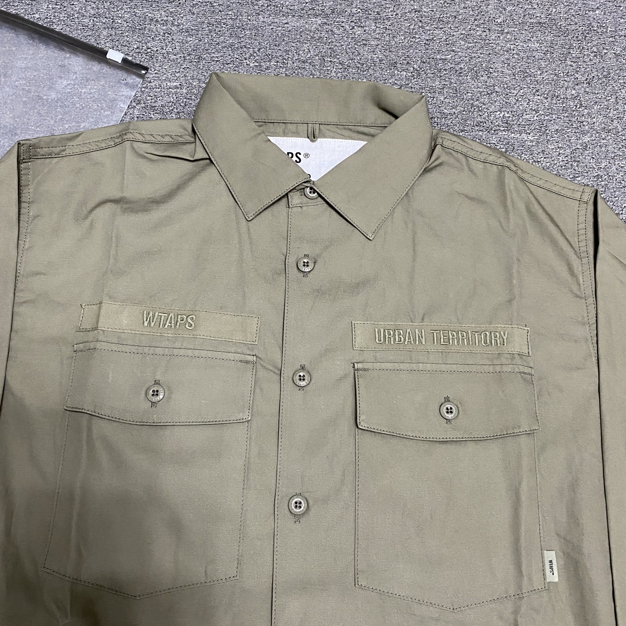 WTAPS 22AW Olive Button-Up Shirt — back