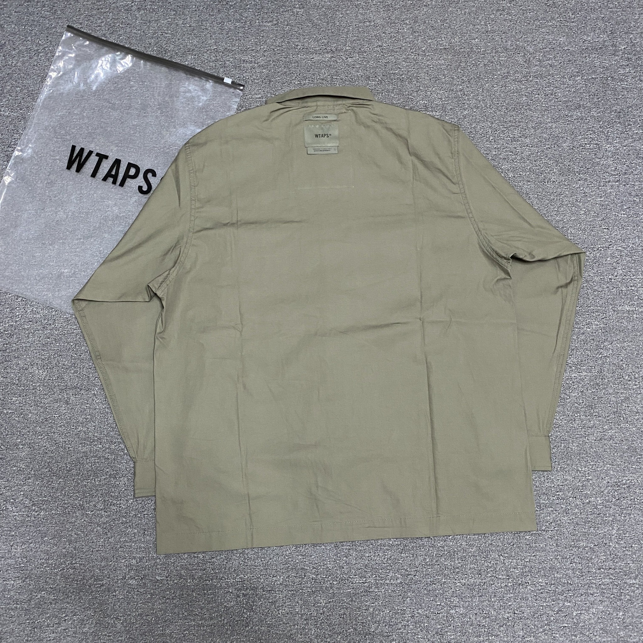WTAPS 22AW Olive Button-Up Shirt — detail