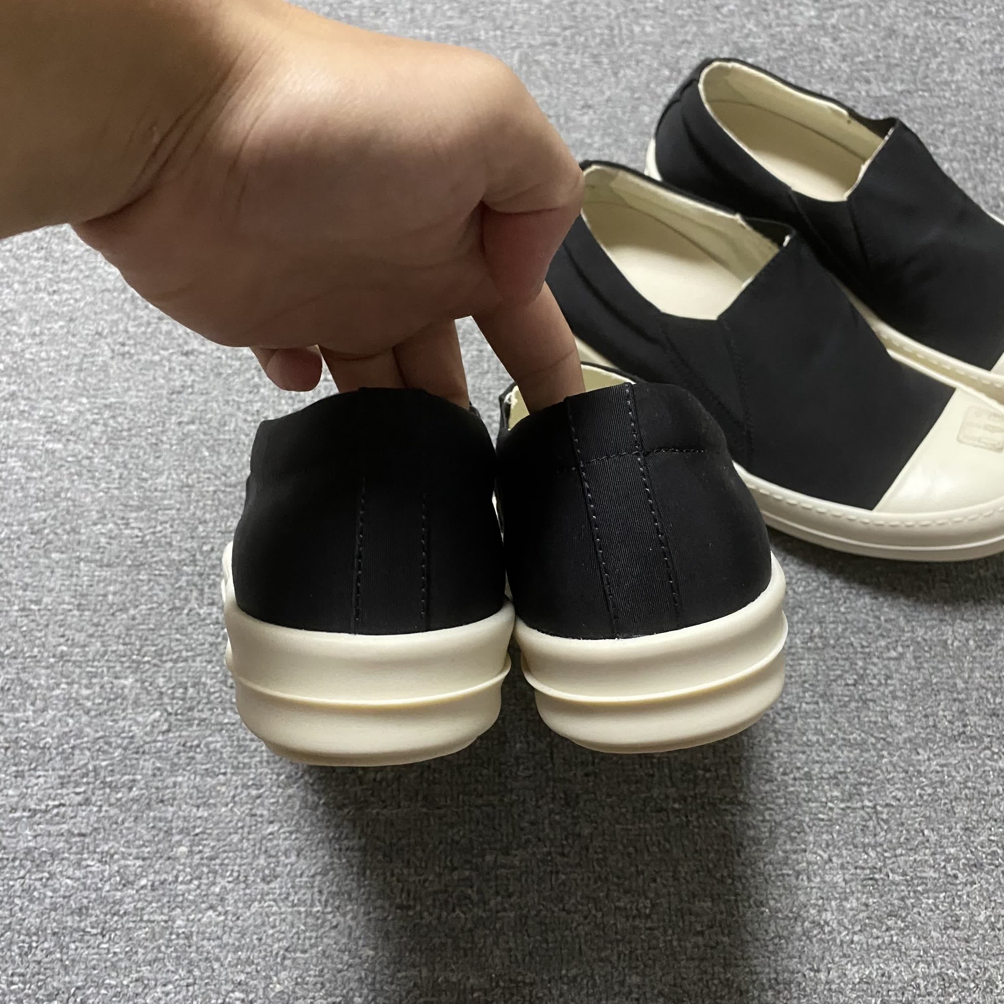 Rick Owens Black Slip-On Shoes — label