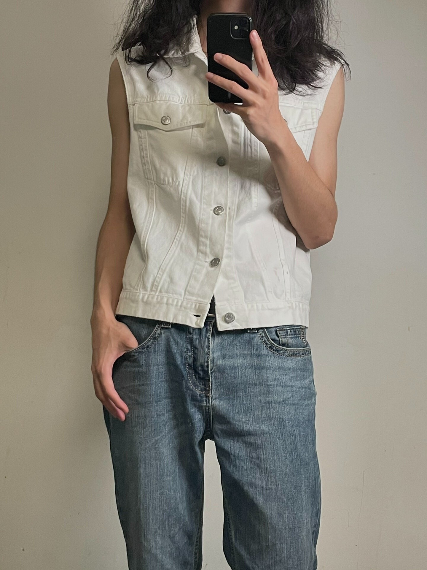 Helmut Lang 90s Early Denim Vest — front