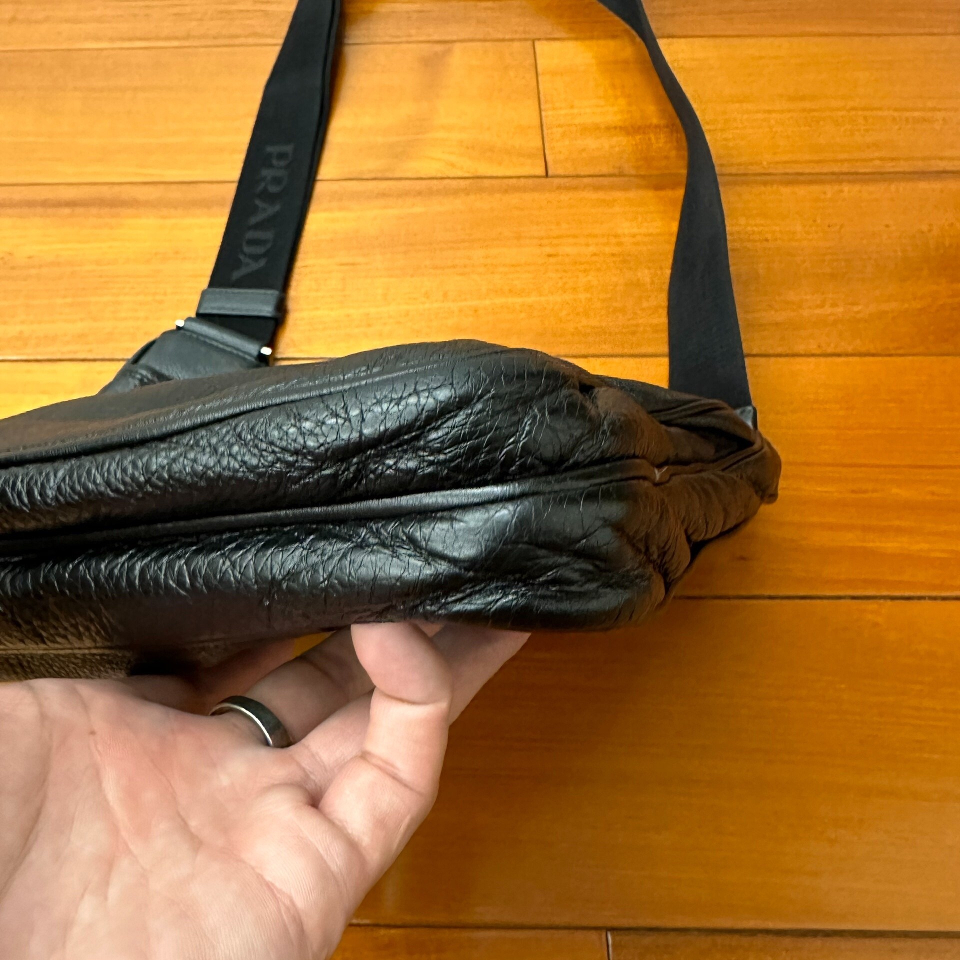 Prada Black Leather Crossbody Bag — label