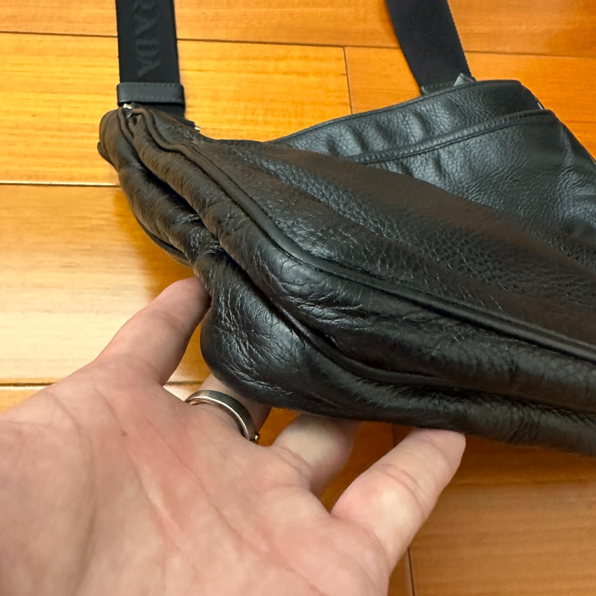 Prada Black Leather Crossbody Bag — back