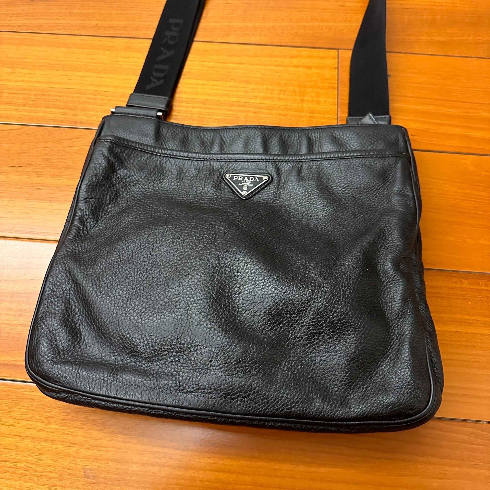 Prada Black Leather Crossbody Bag — front