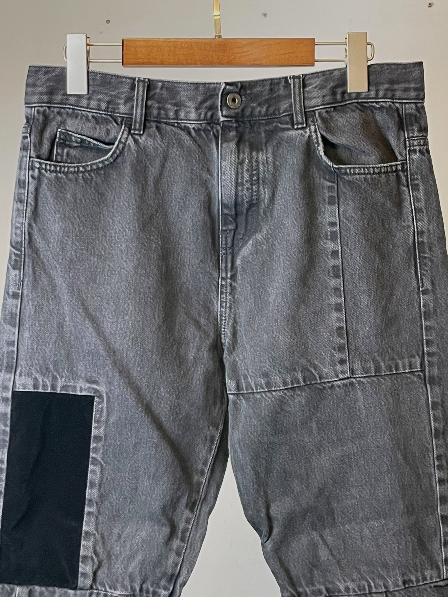 Alexander McQueen Velvet Patchwork Jeans — front