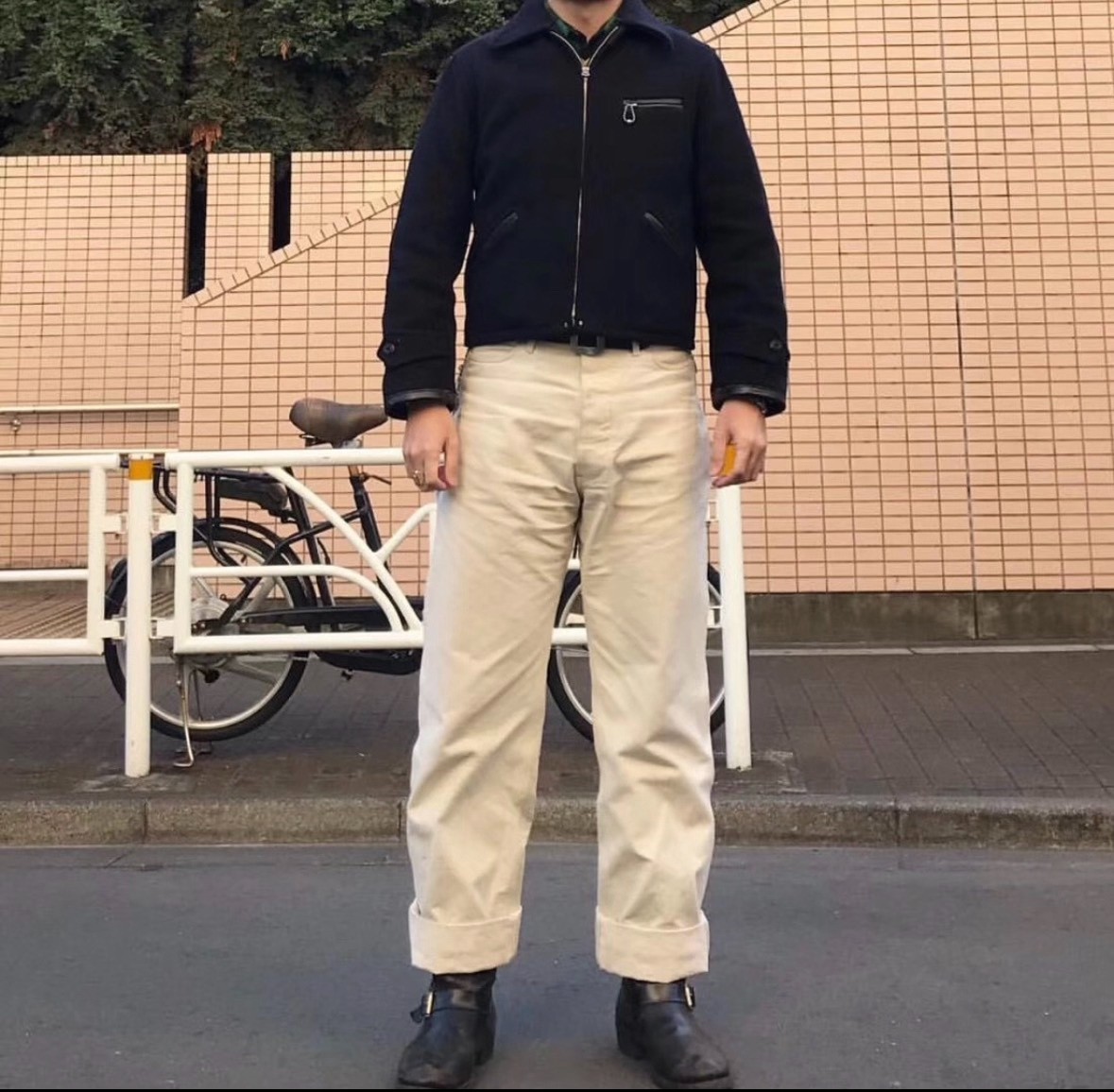 Vintage High-Waist Wide-Leg Chino Pants — front