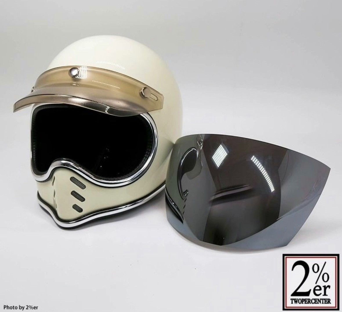 Retro BURST CHROME CROSS Mini Moto Helmet — detail
