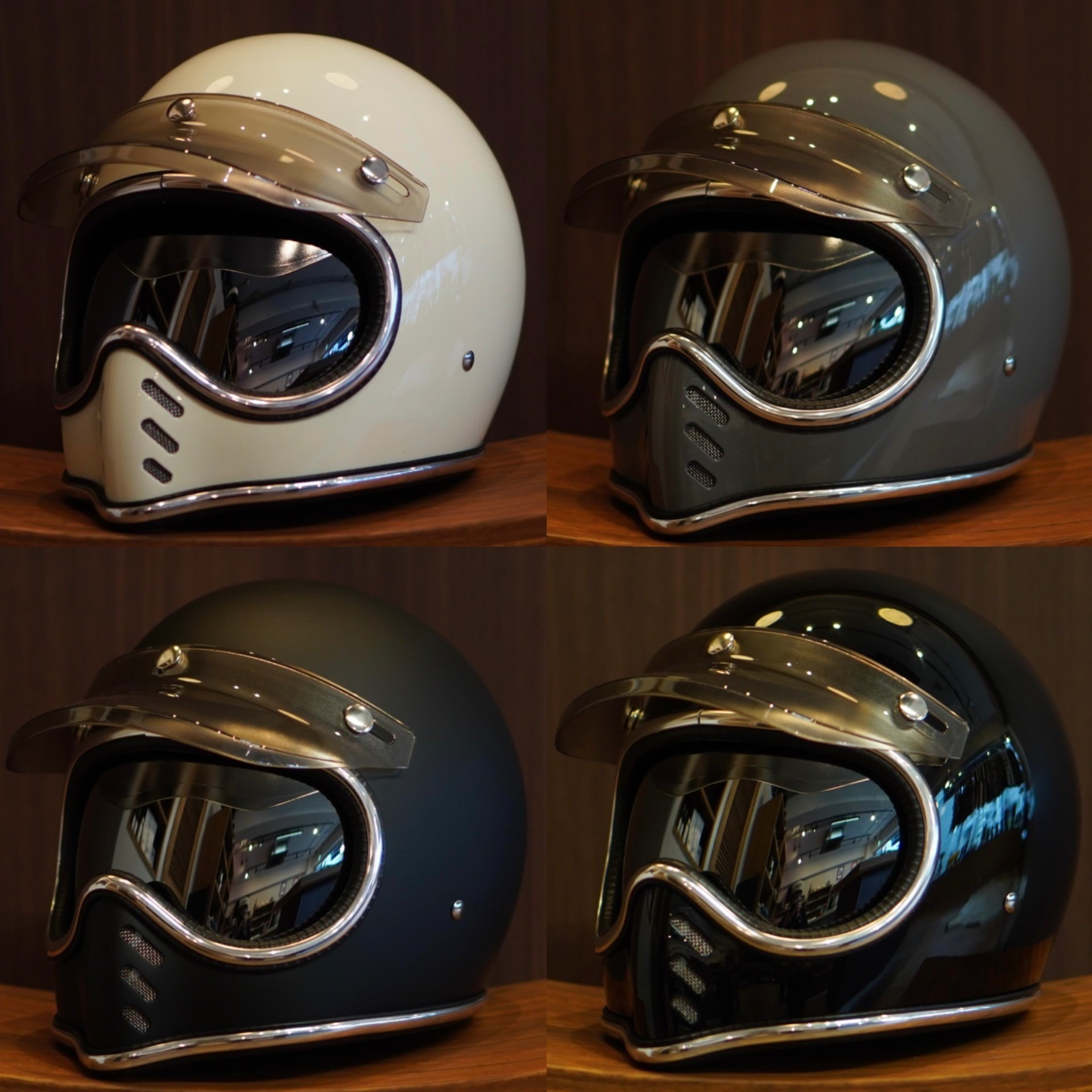 Retro BURST CHROME CROSS Mini Moto Helmet