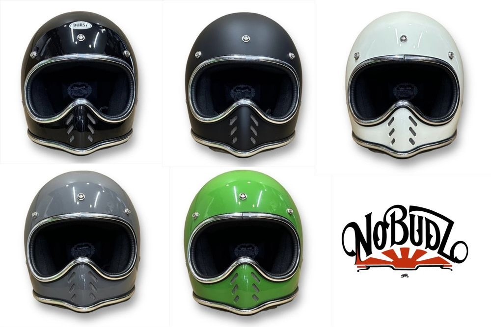 Retro BURST CHROME CROSS Mini Moto Helmet — label