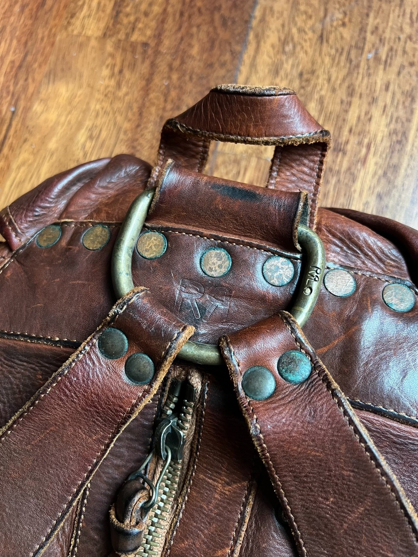 RRL First Gen Leather Paratrooper Backpack — back