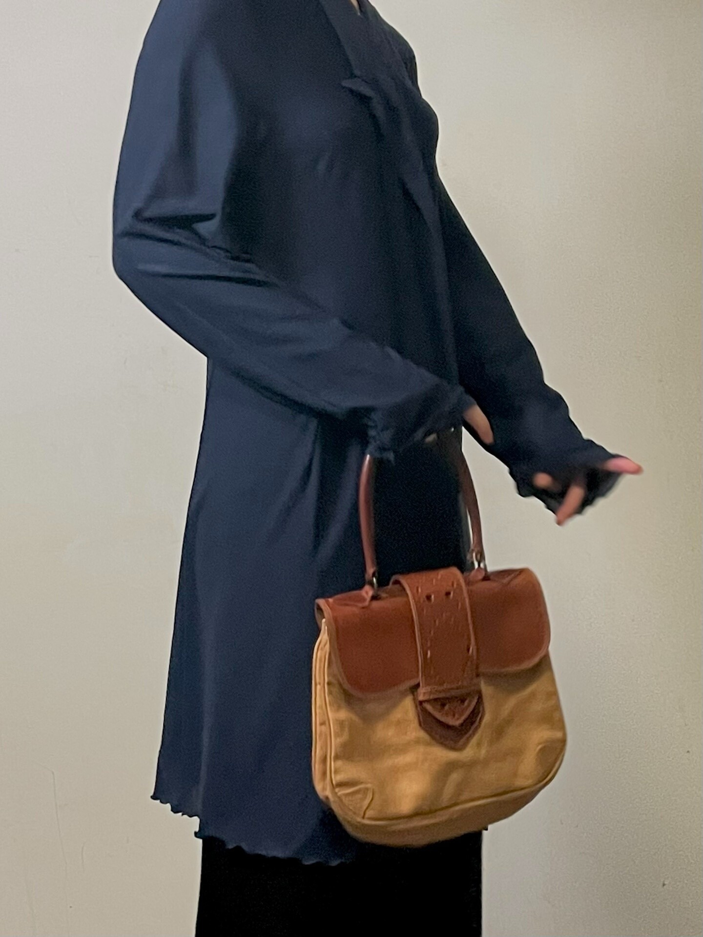 Dries Van Noten 90s Leather Canvas Handbag