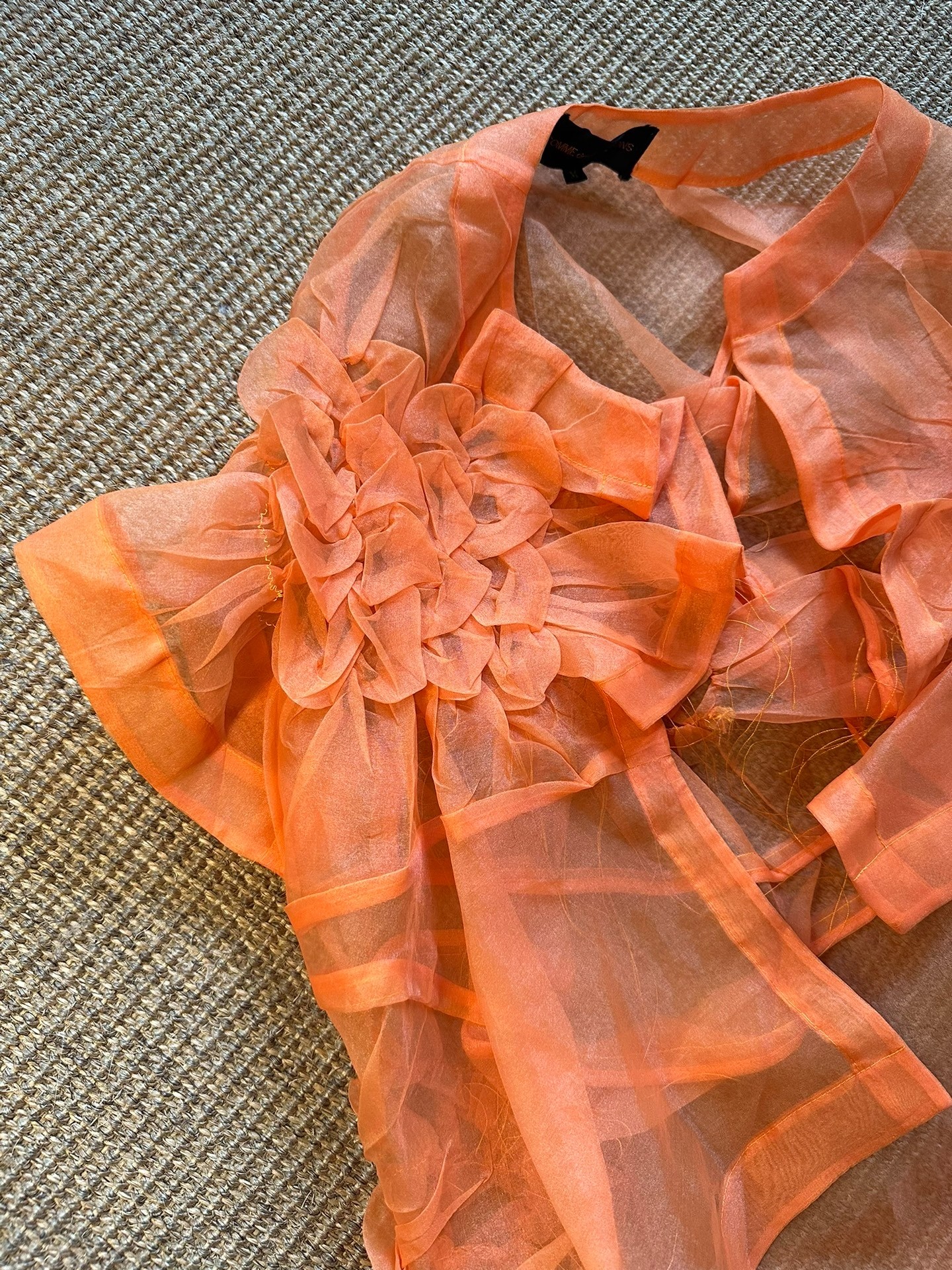 Comme des Garcons 1997 Sheer Orange Top — detail