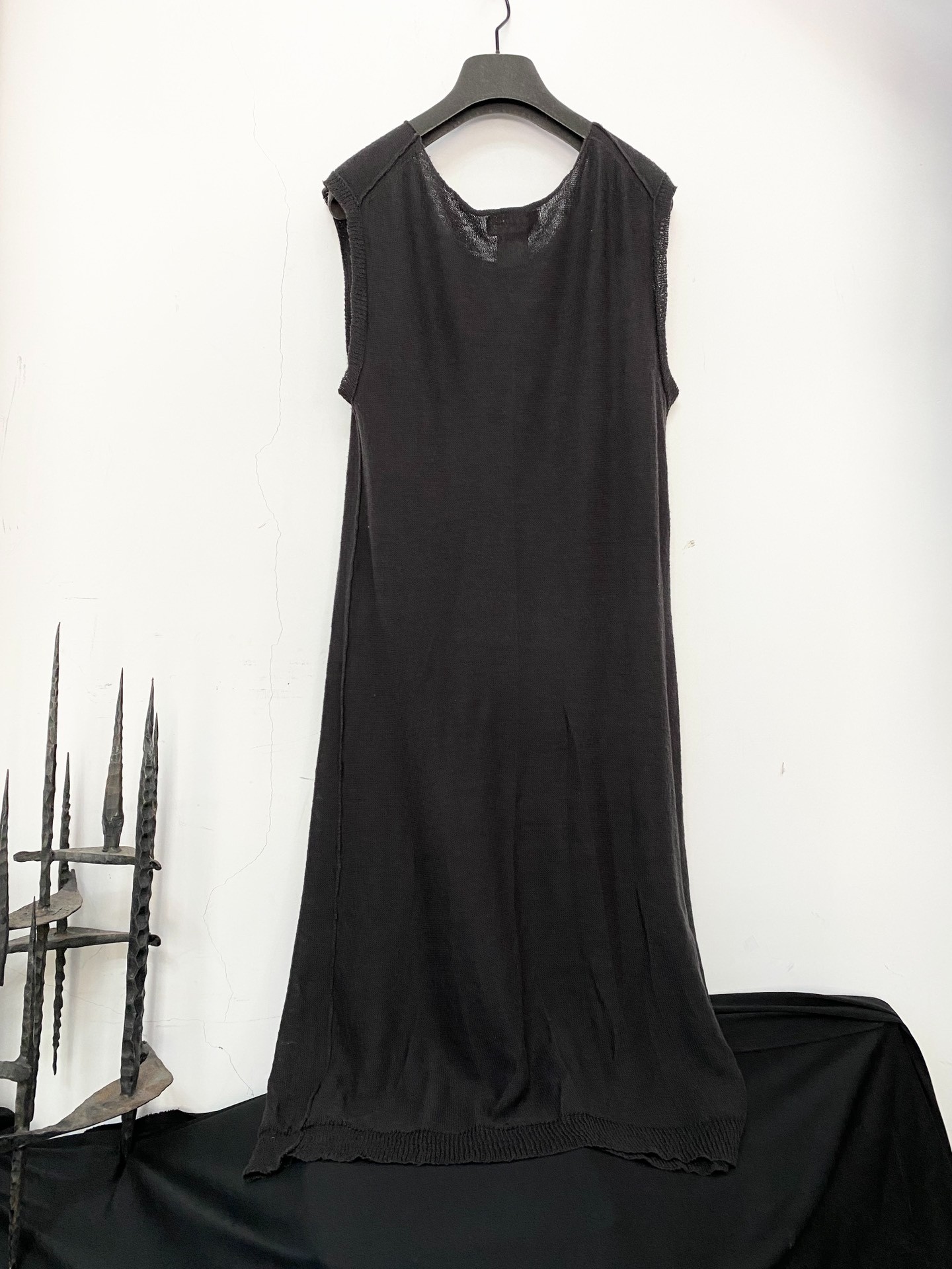 Yohji Yamamoto Fringe Distressed Sleeveless Dress — front