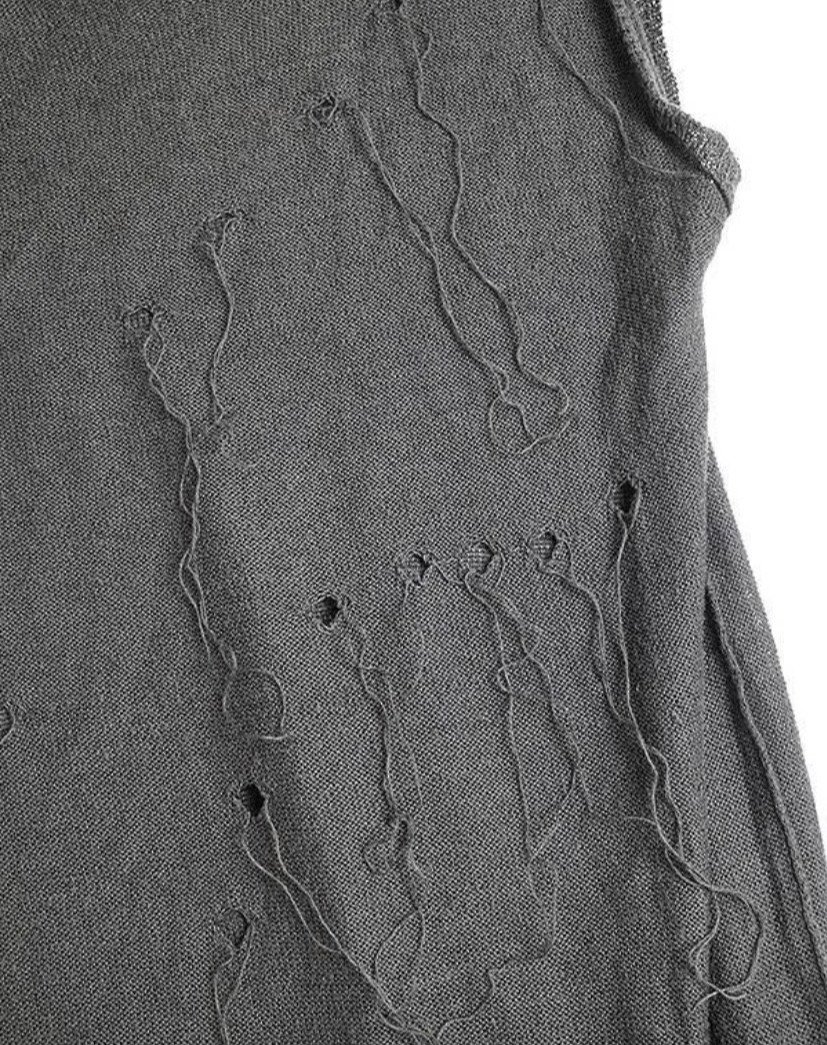 Yohji Yamamoto Fringe Distressed Sleeveless Dress — label