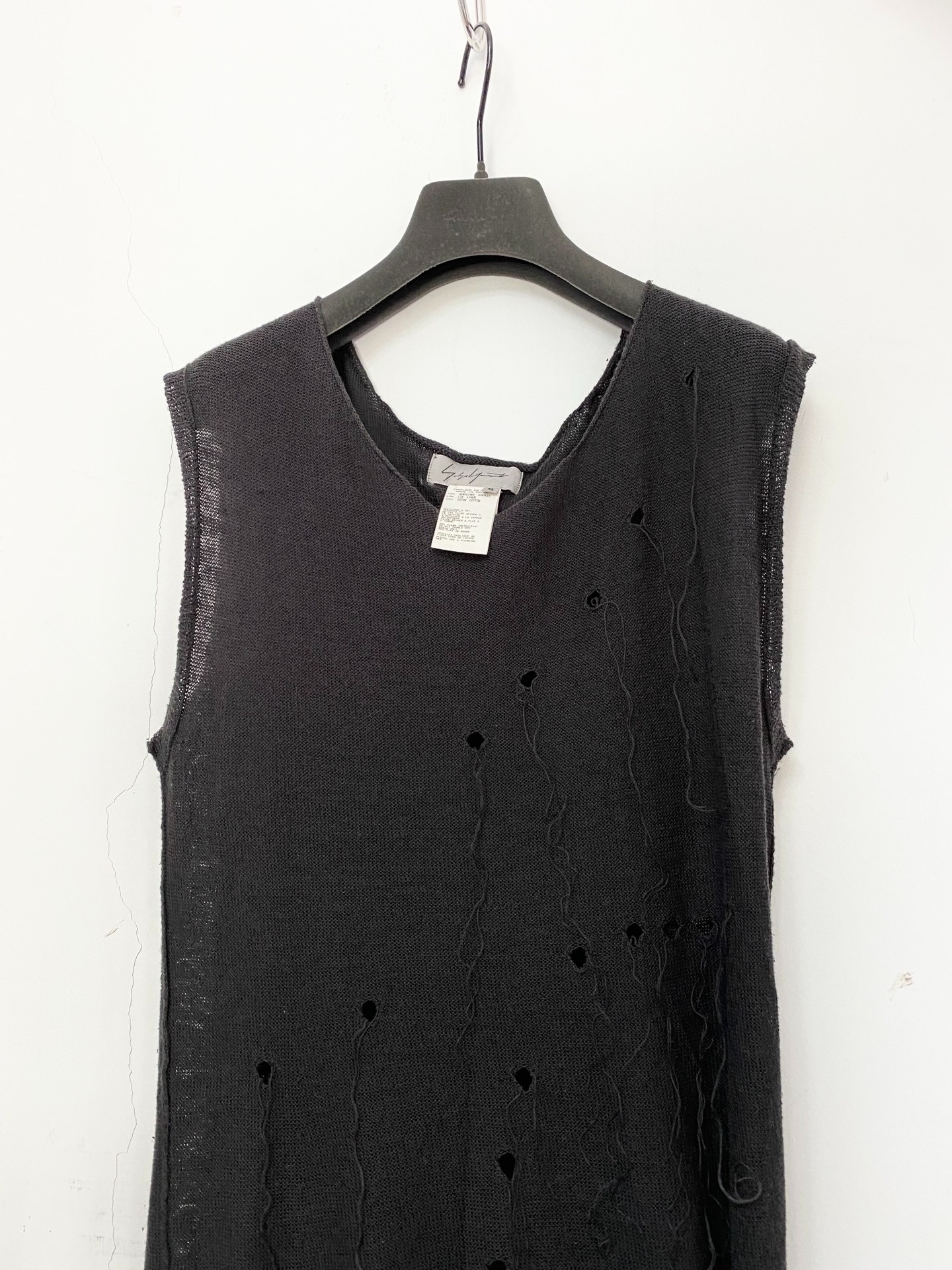 Yohji Yamamoto Fringe Distressed Sleeveless Dress — detail