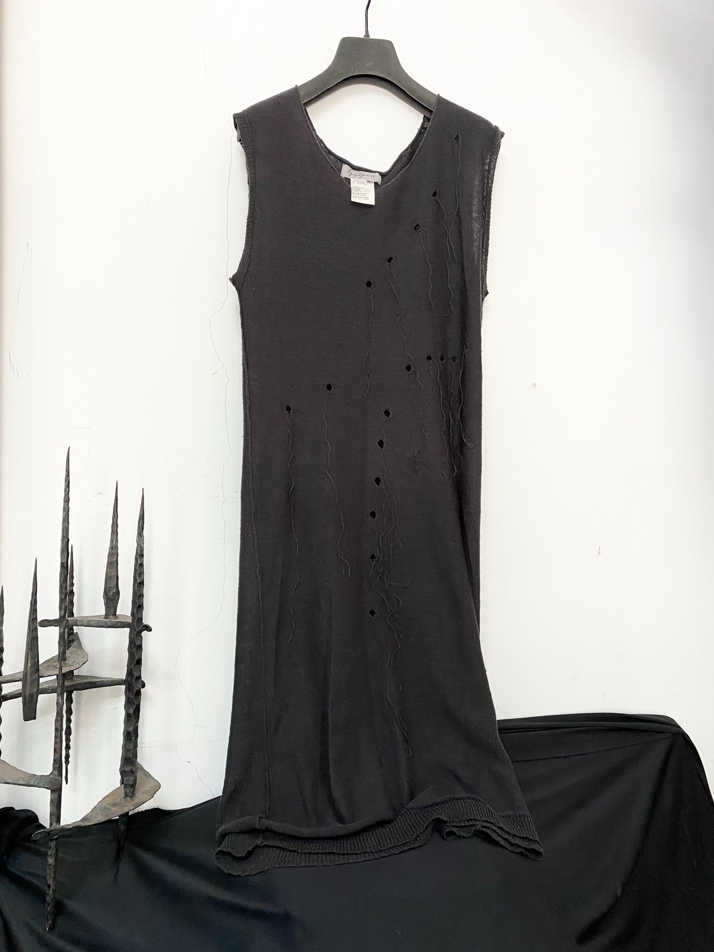 Yohji Yamamoto Fringe Distressed Sleeveless Dress