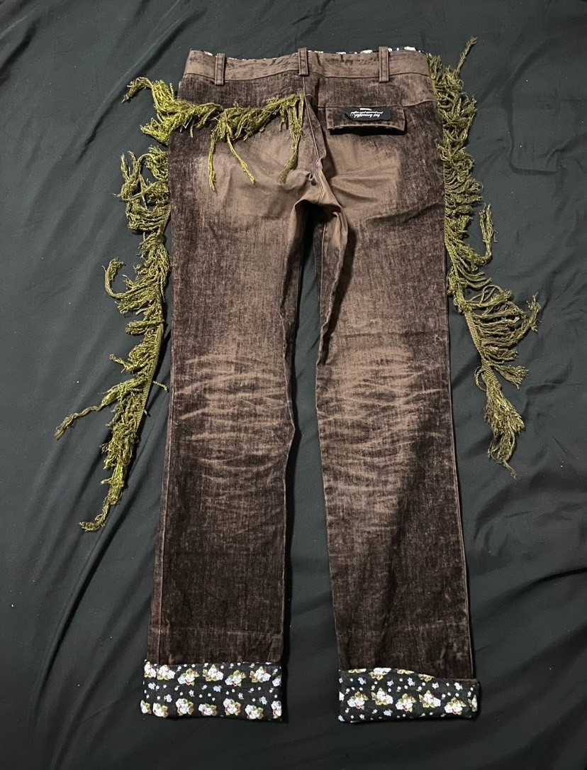 Brown Corduroy Fringe Side Pants — front