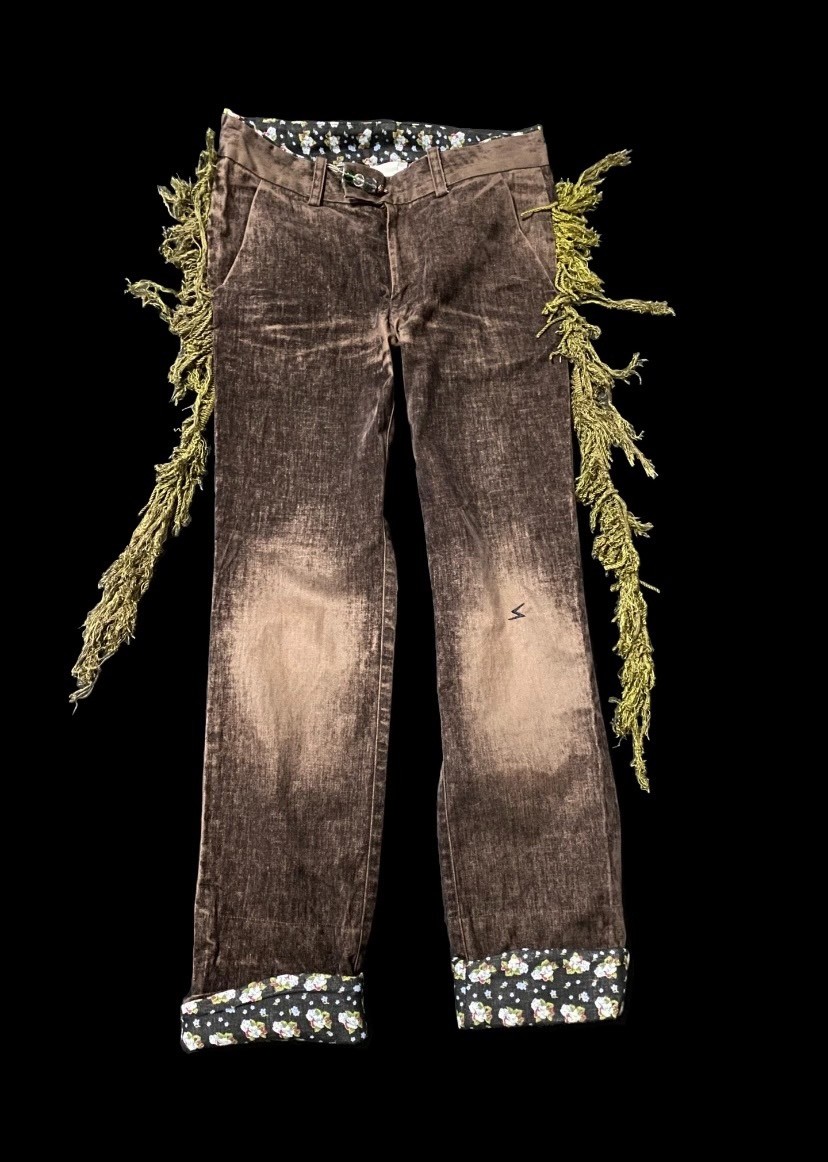 Brown Corduroy Fringe Side Pants