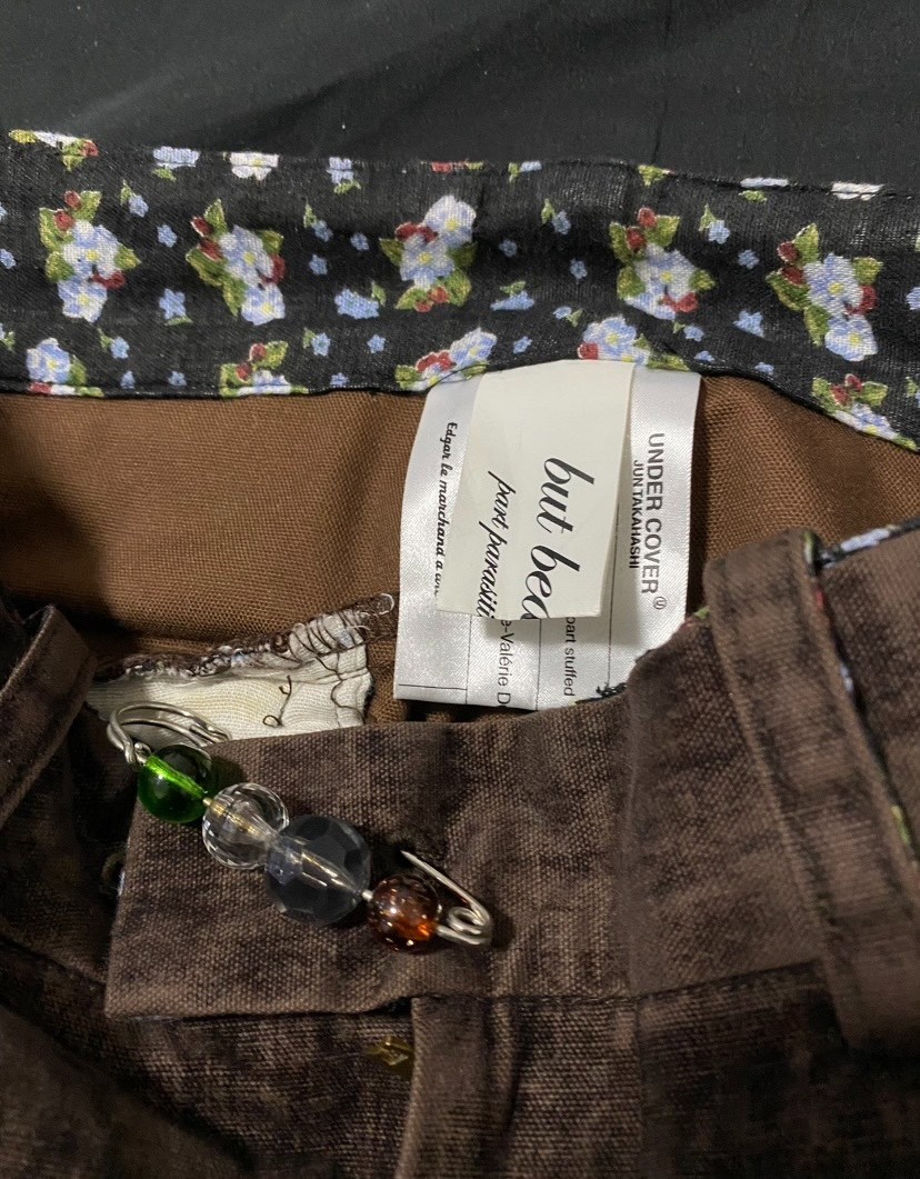 Brown Corduroy Fringe Side Pants — detail
