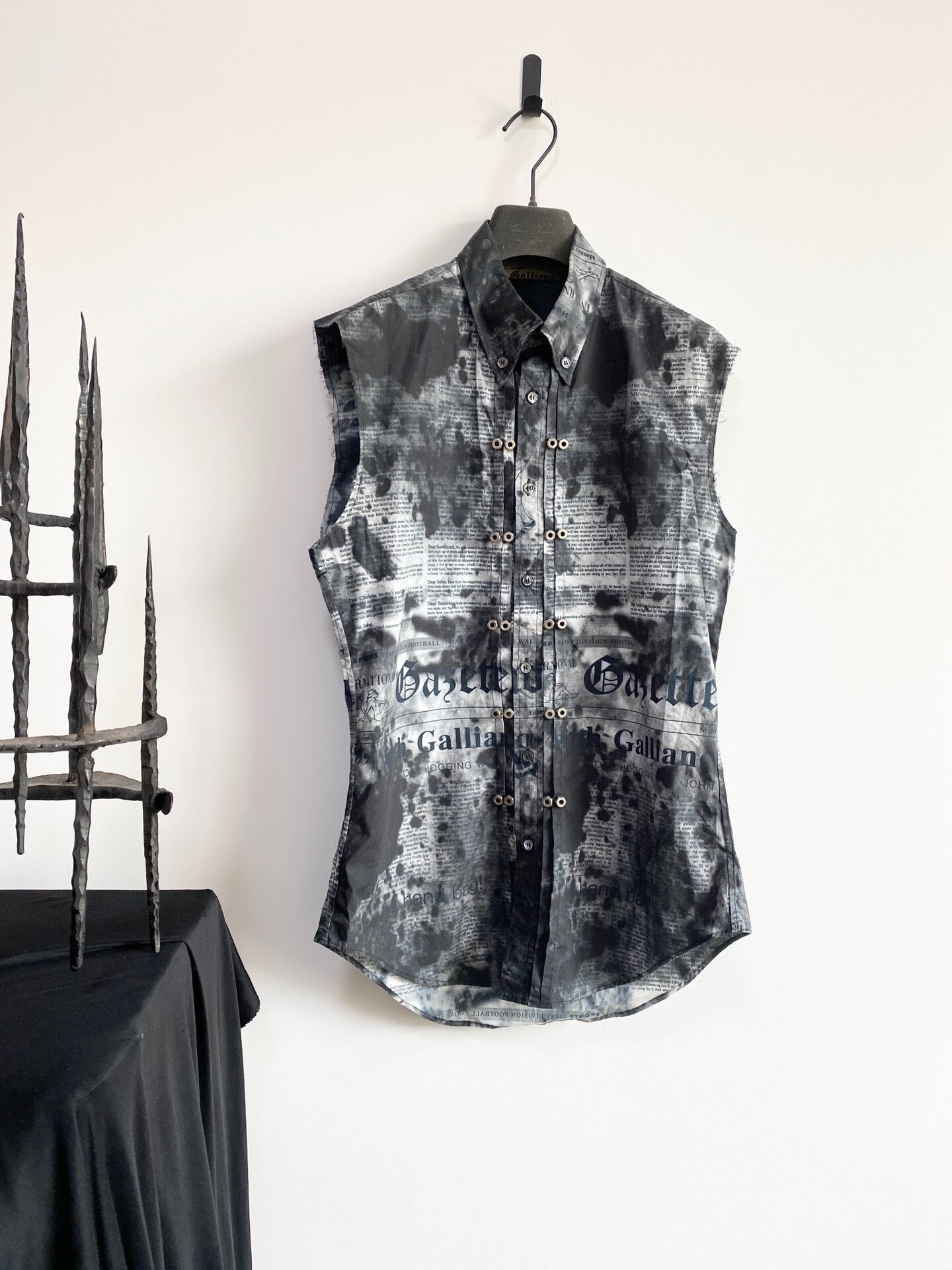 John Galliano Newspaper Print Vest — front