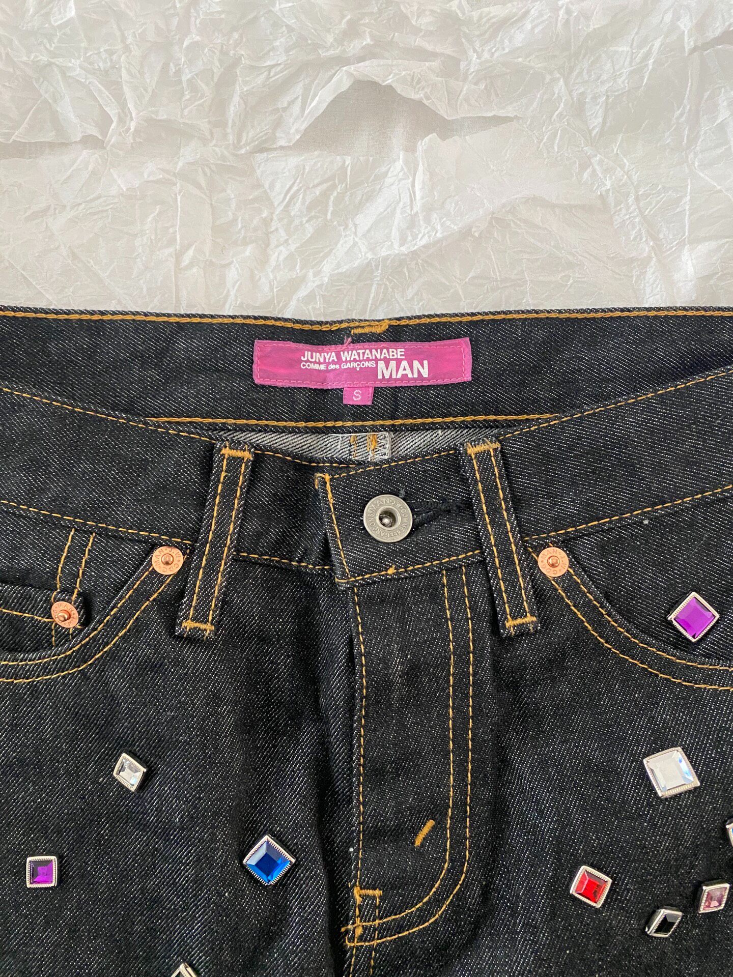 Junya Watanabe 2002 Fall Gemstone Denim Skirt — detail